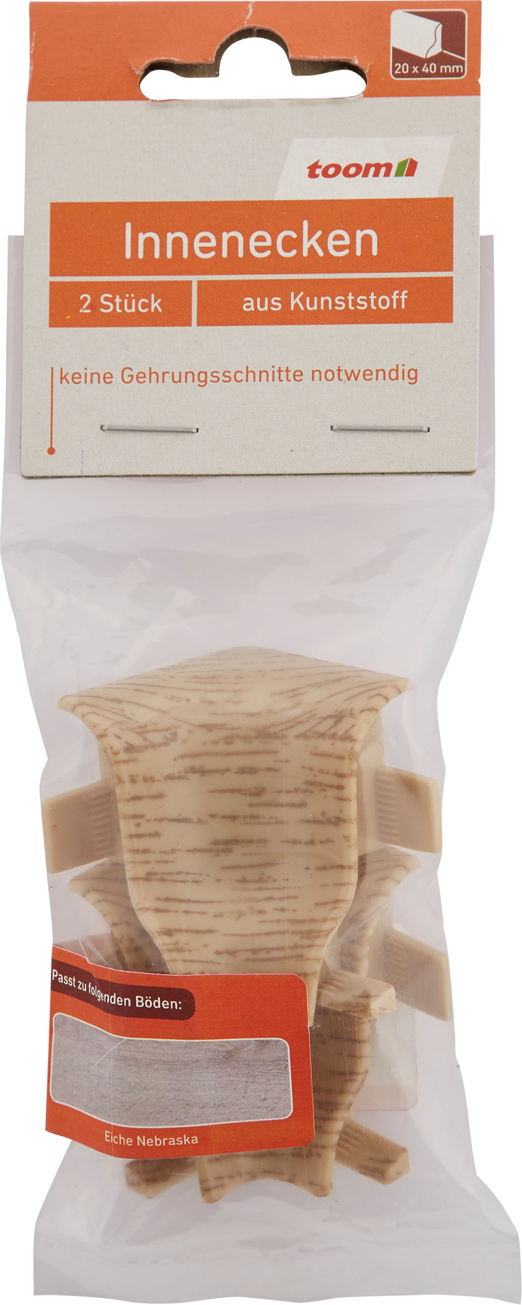 toom Innenecke für Sockelleiste Eiche Nebraska 34 x 40 mm, 2 Stück