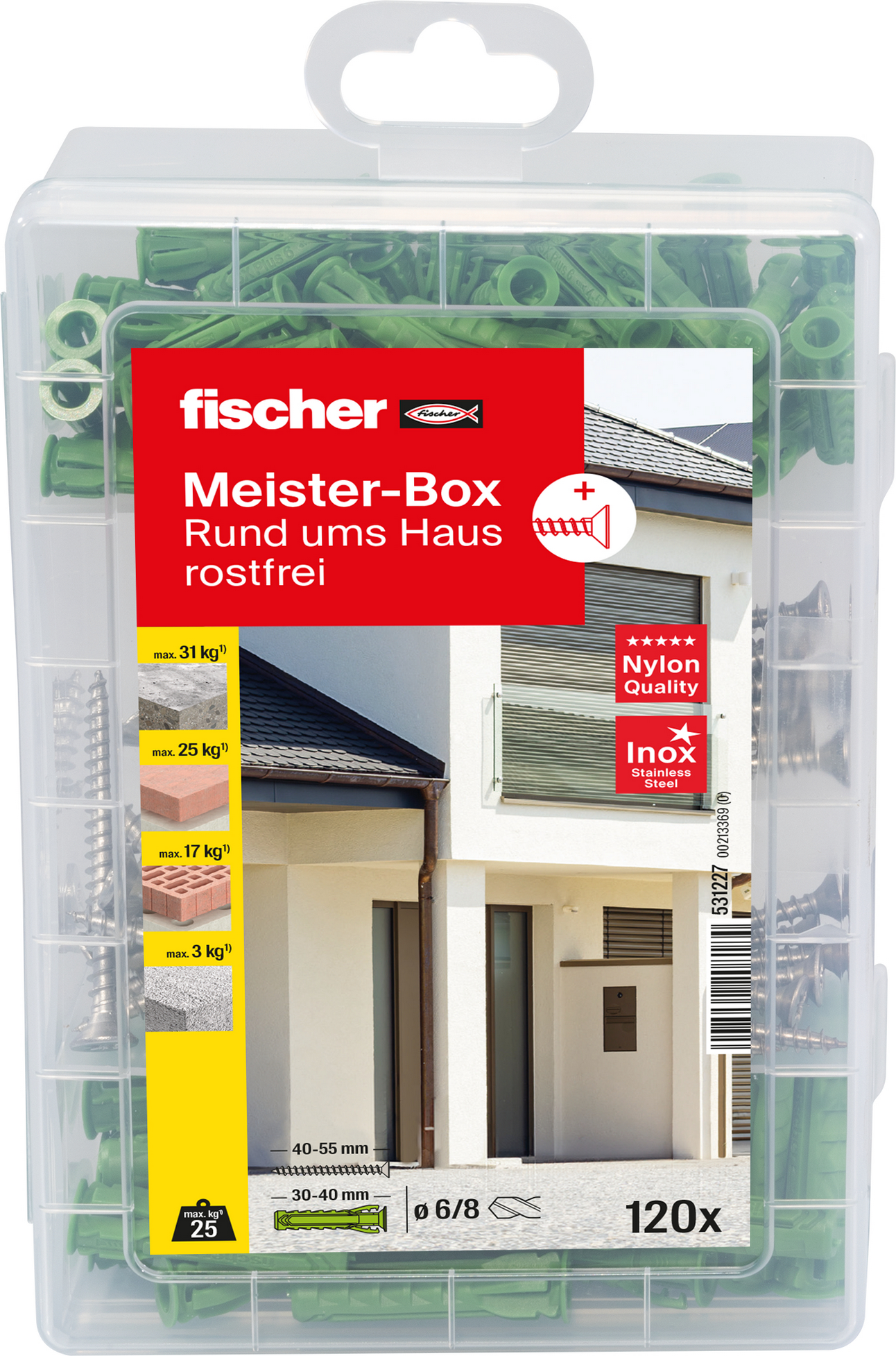 Fischer Greenline Spreizdübel- und Schrauben-Set 'Meister-Box' 120-teilig