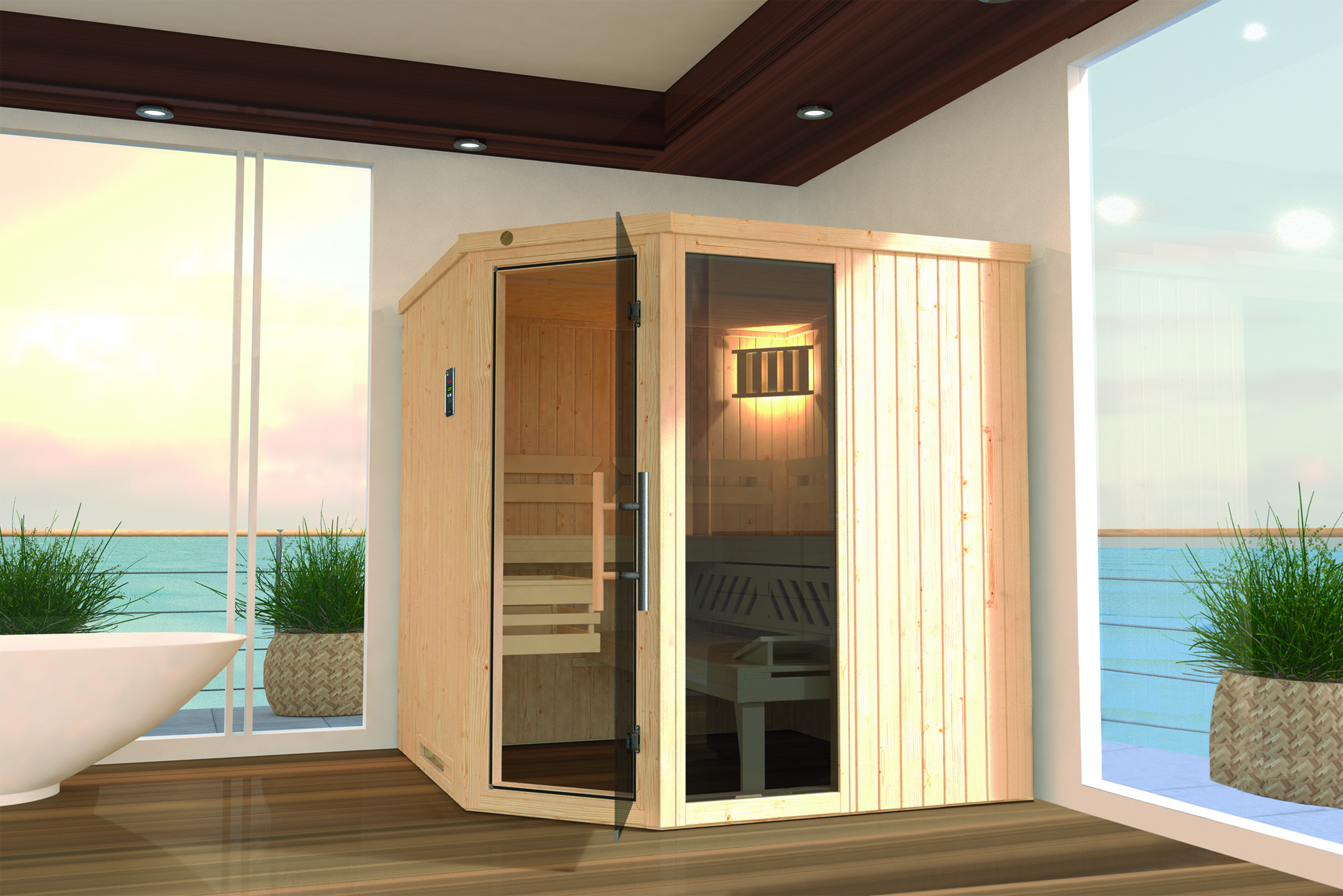 Thumbnail - Weka Elementsauna 'Varberg 3' 194 x 194 cm mit Ofen 'OS' 7,5 kW