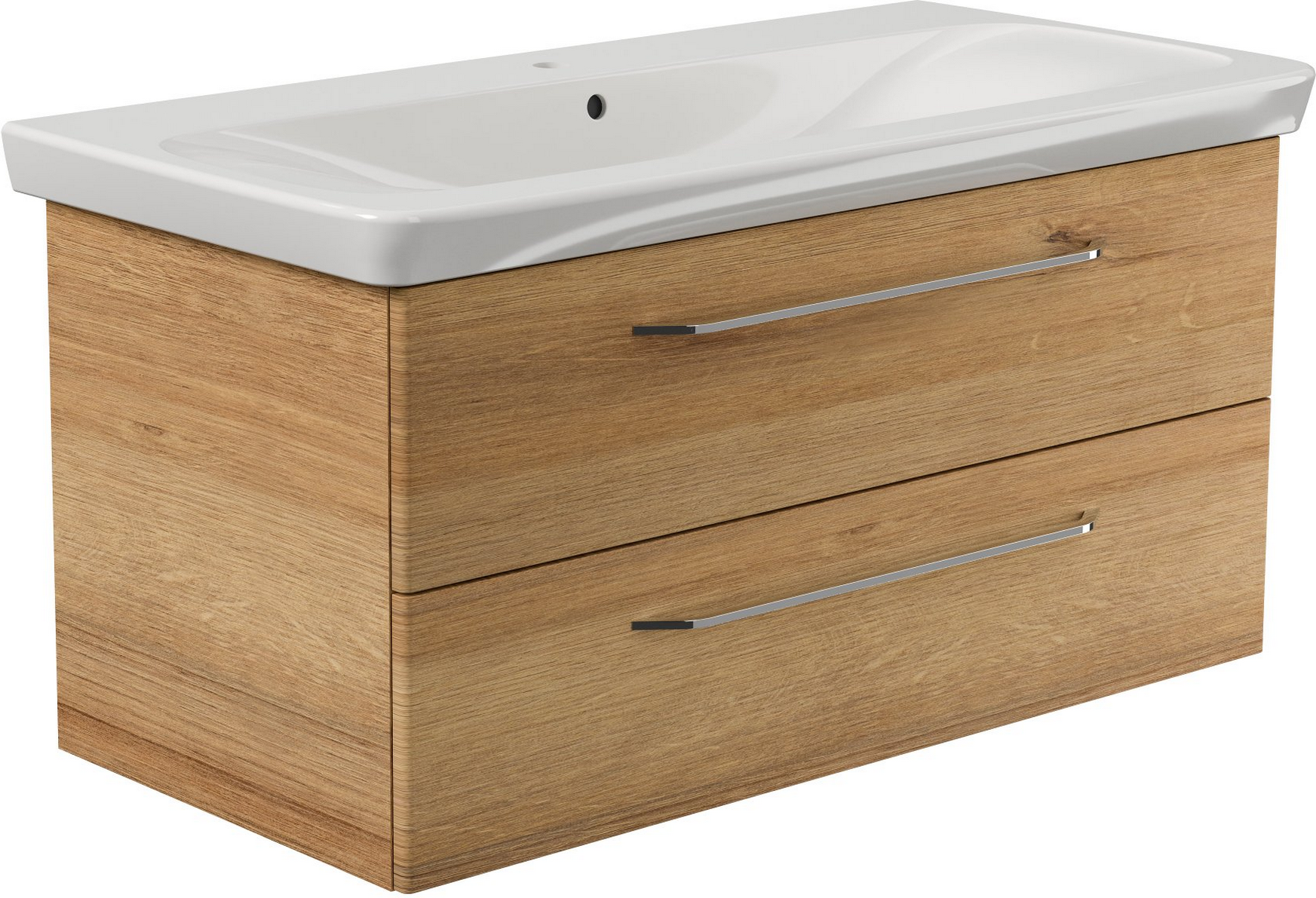 Fackelmann Keramikwaschbecken mit Unterschrank 'MILANO' weiß/eiche 107,3 x 55,2 x 54,3 cm
