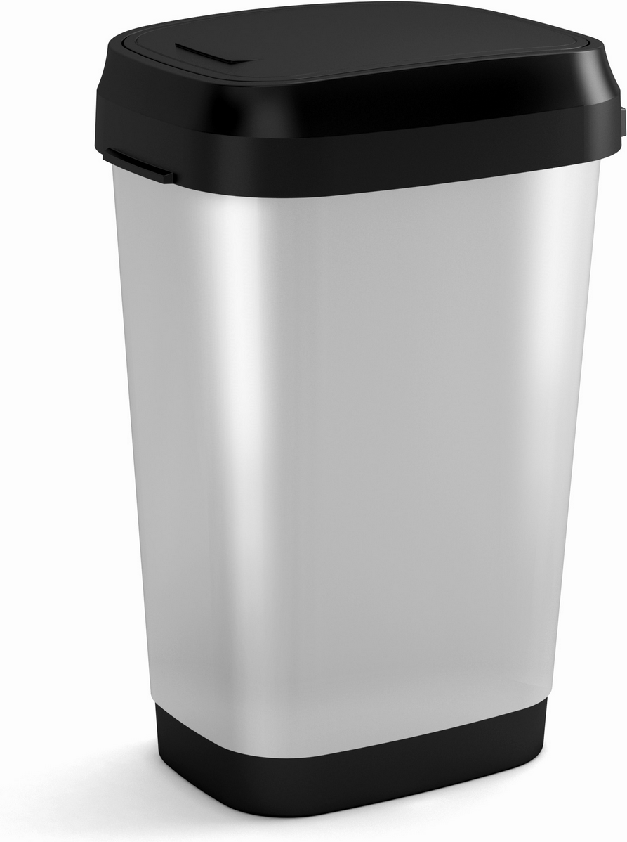 Keter Abfalleimer 'Dual Swing Style' silber matt 50 l, zwei Öffnungsmöglichkeiten