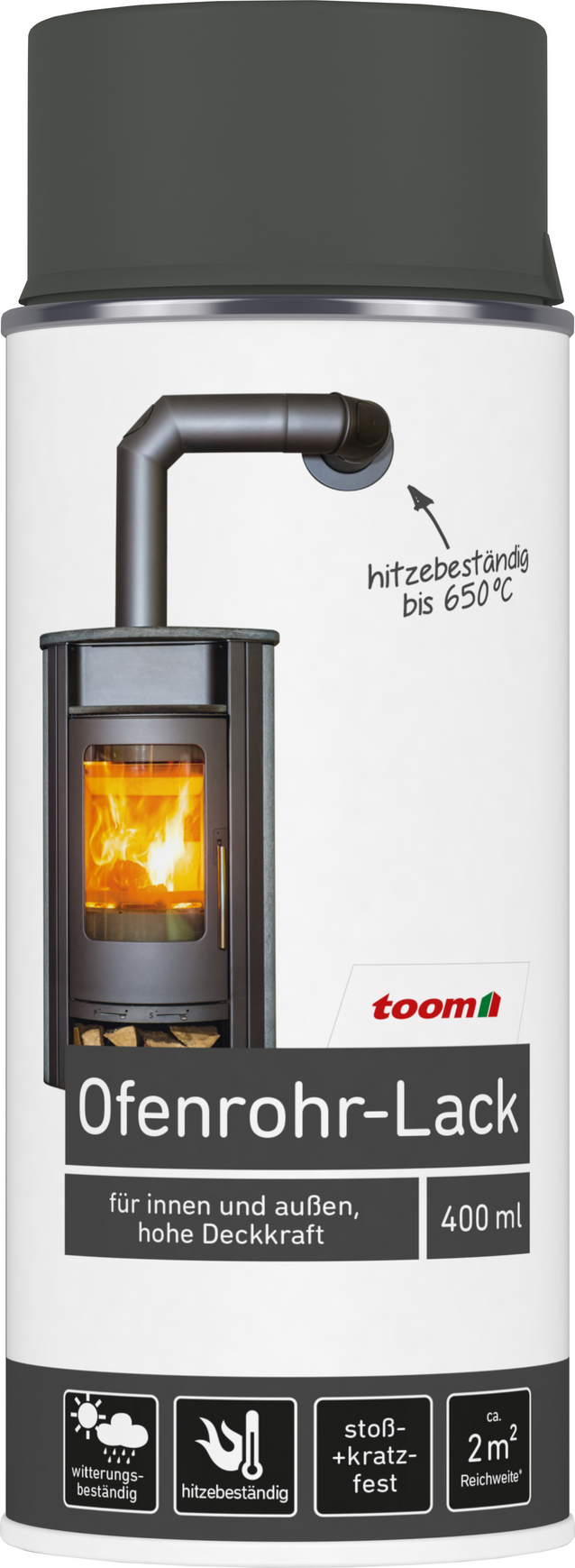 Thumbnail - toom Ofenrohr-Lack schwarz seidenmatt 400 ml