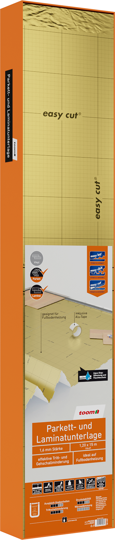 toom Parkett- und Laminatunterlage 'Aquastop' 1,6 mm, 1,2 x 15 m, 18 m²