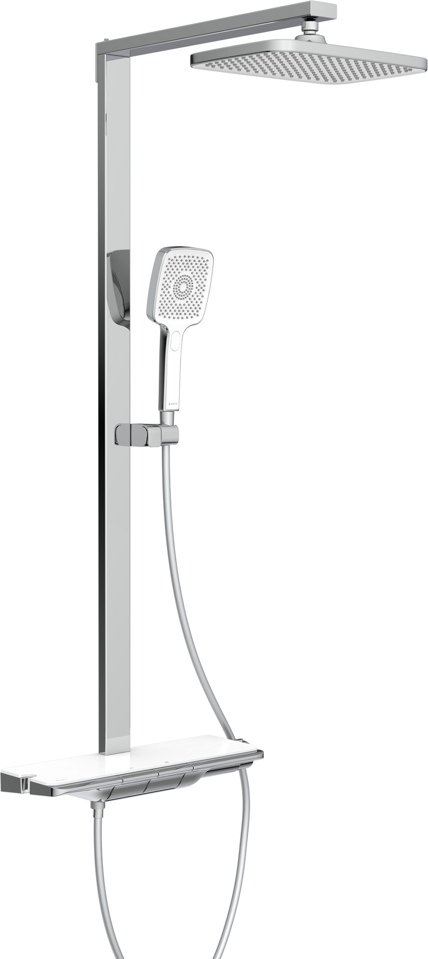 Schütte Überkopfbrause-Set 'Hawaii' chrom/weiß Thermostatarmatur und Ablage, 110 cm