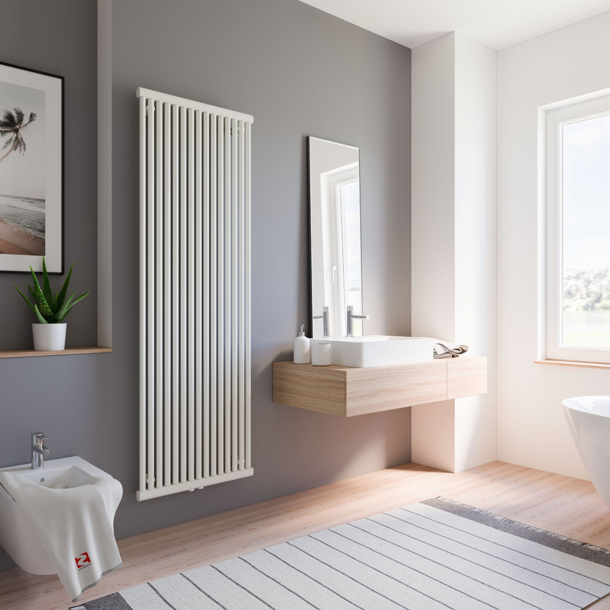 Schulte Badheizkörper 'Kiel' mit Mittelanschluss, weiß, 180 x 60 cm