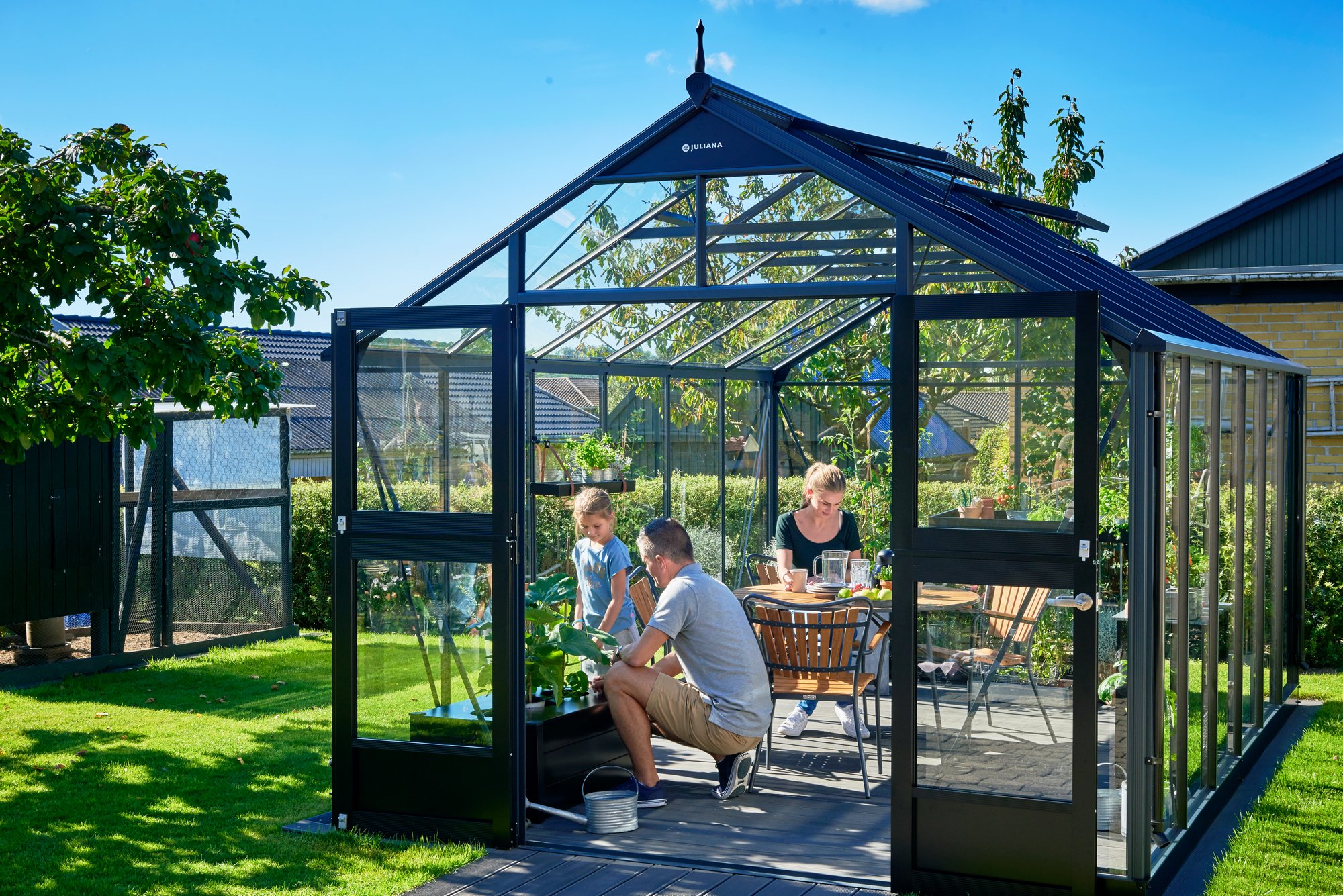 Juliana Gewächshaus 'Premium' 296 x 439 cm mit 3 mm Sicherheitsglas anthrazit/schwarz