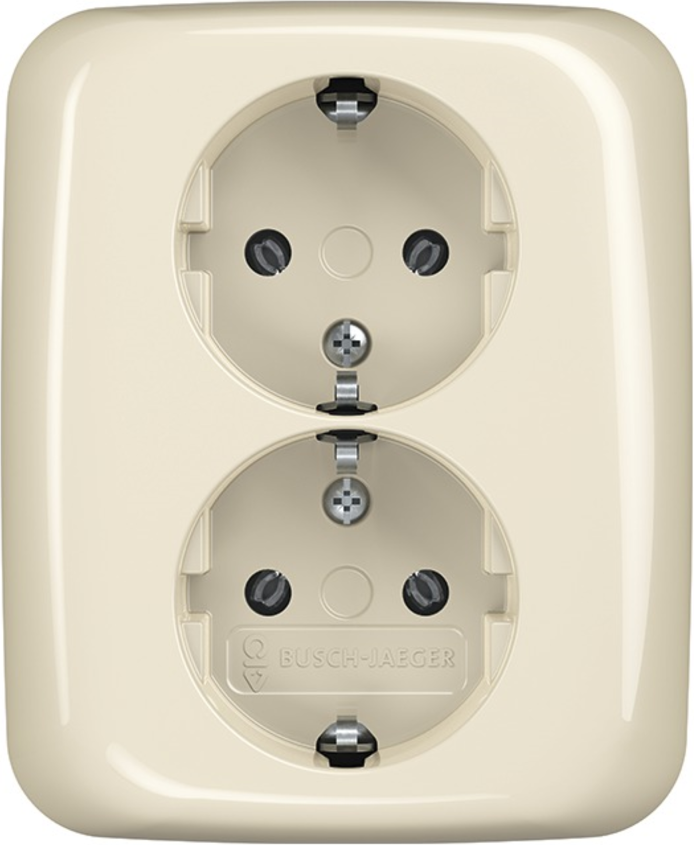 Busch-Jäger Doppelsteckdose mit Abdeckplatte cremeweiß