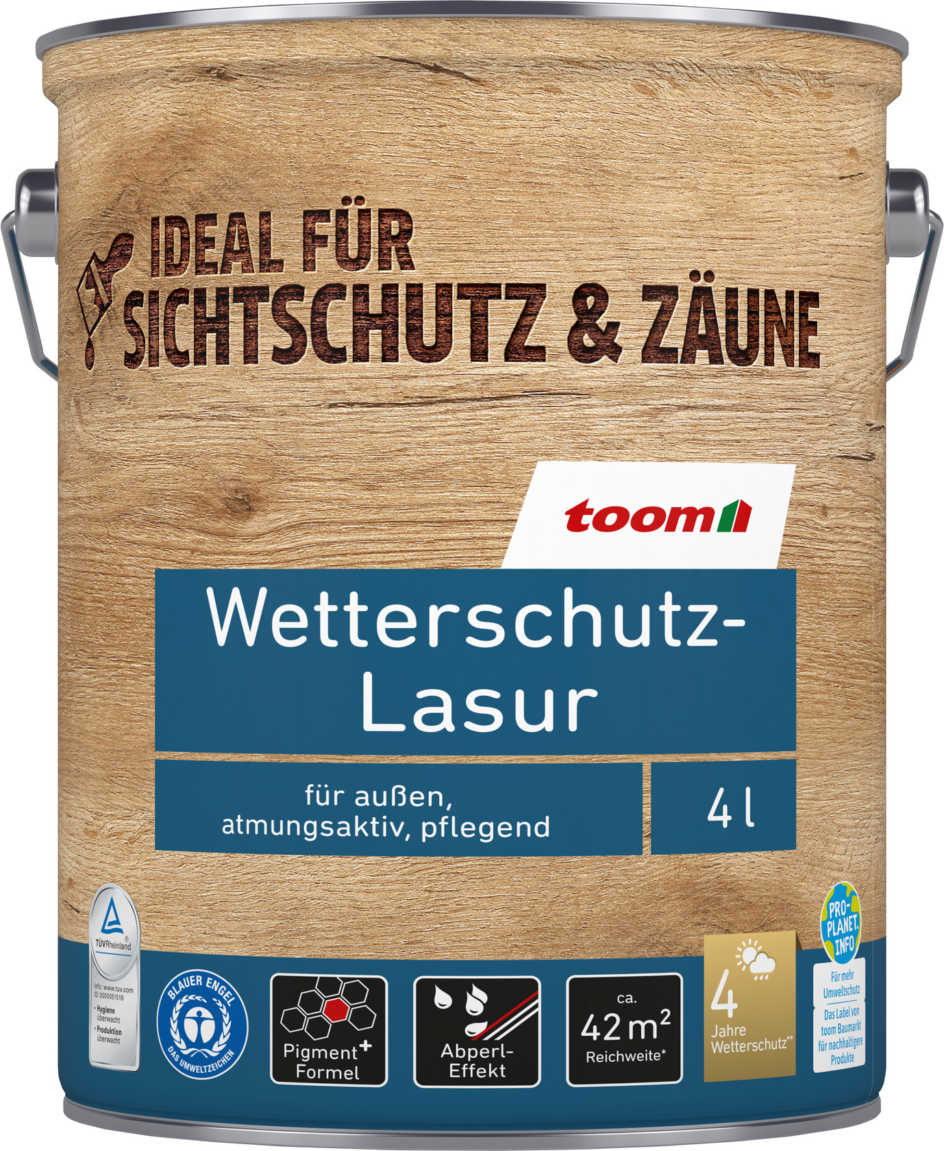 toom Wetterschutz-Lasur kieferfarben 4 l