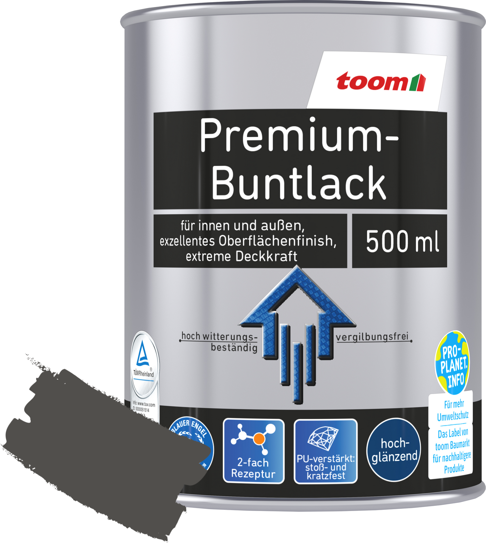 toom Premium-Buntlack silberfarben glänzend 500 ml