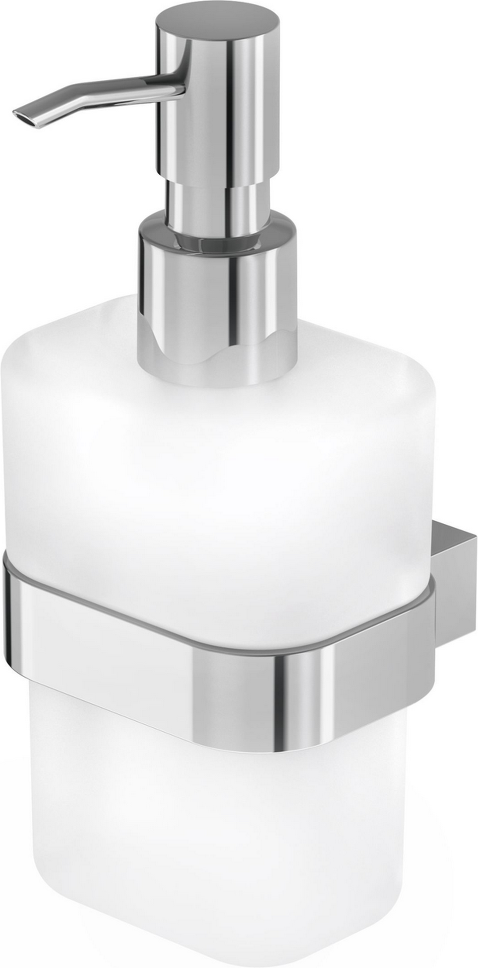 Lenz Seifenspender 'Aura' wandhängend eckig verchromt/weiß
