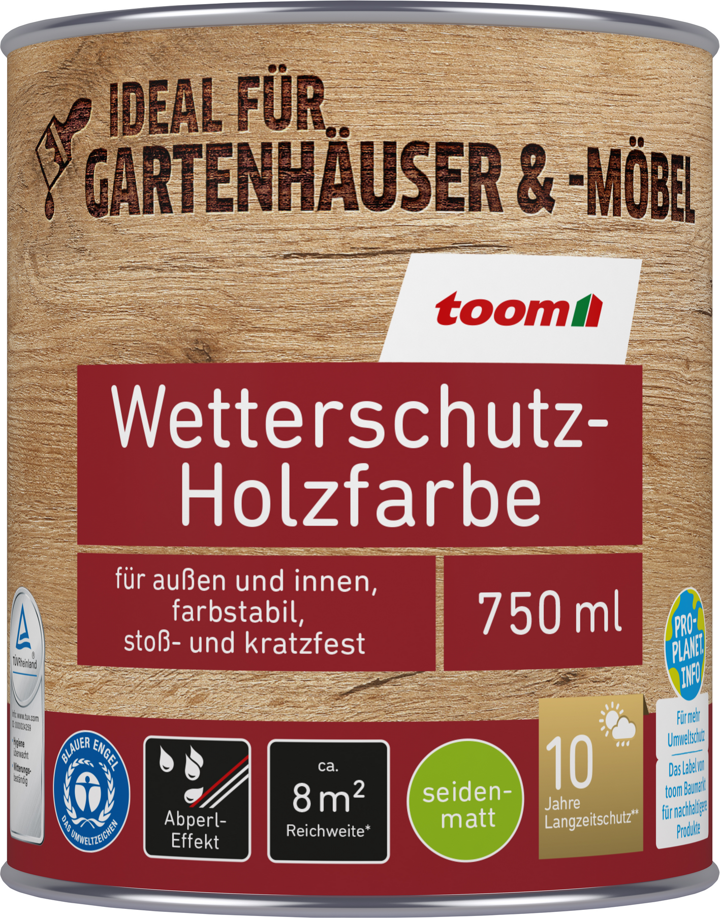 toom Wetterschutz-Holzfarbe lehmbraun 750 ml