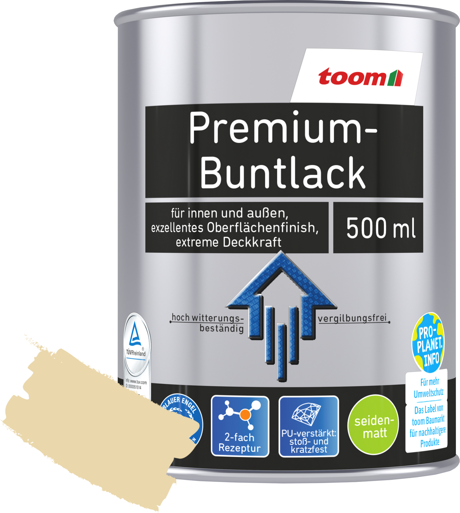 Thumbnail - toom Premium-Buntlack elfenbeinfarben seidenmatt 500 ml