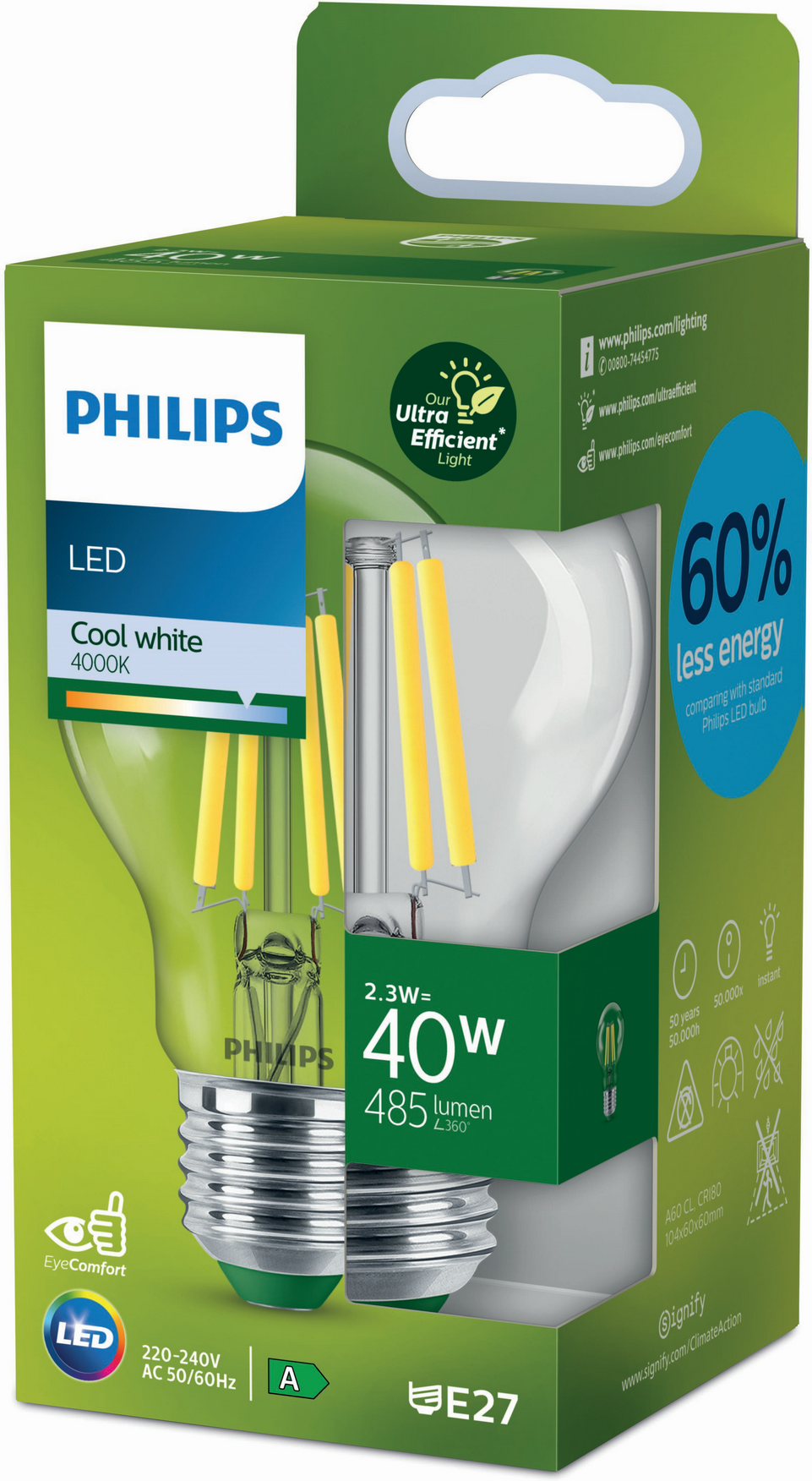 Thumbnail - Philips LED-Lampe 'ultra effizient' 2,3 W E27 485 lm, neutralweiß