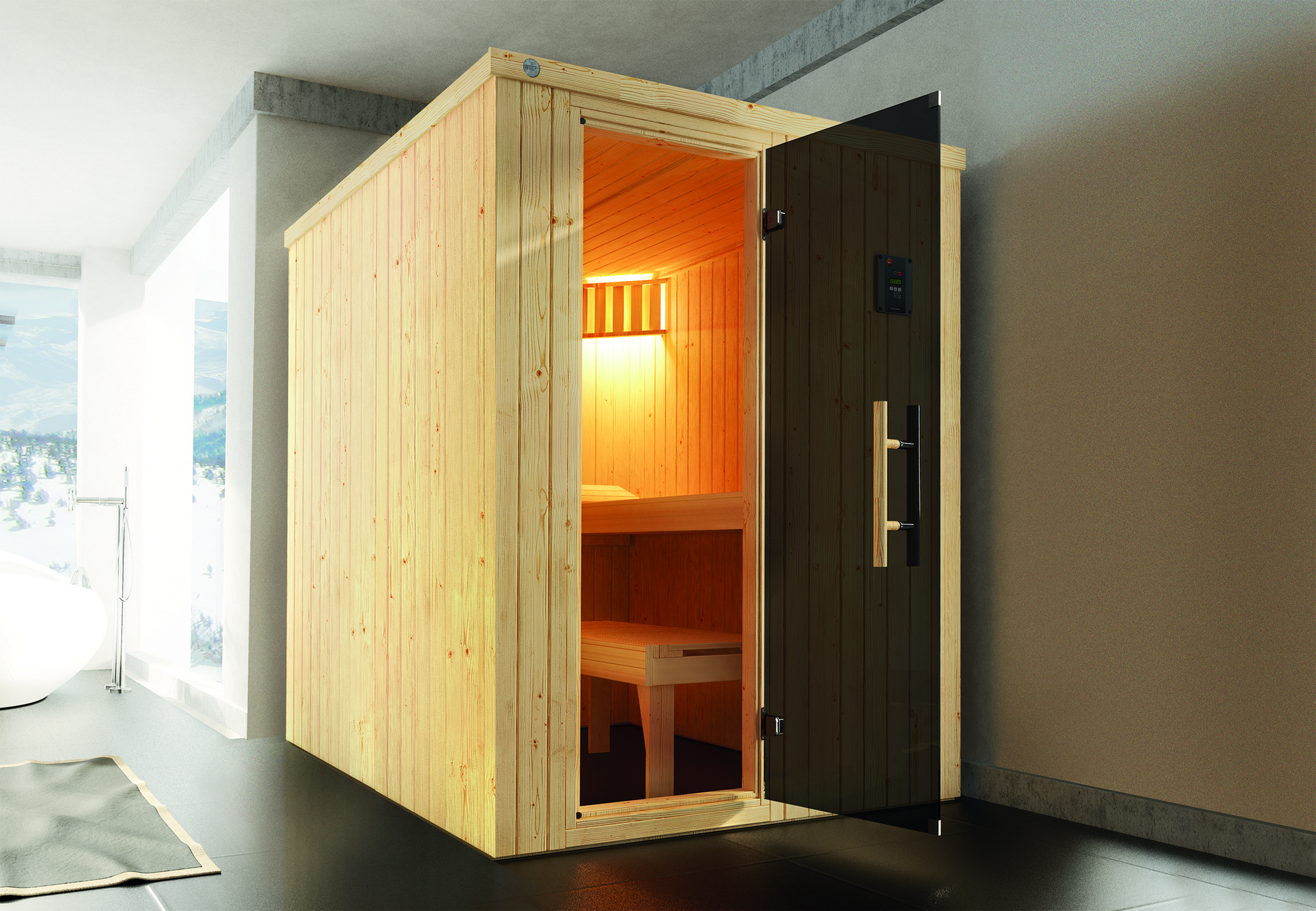 Weka Elementsauna 'Kaarina 1' 154 x 194 cm mit Glastür