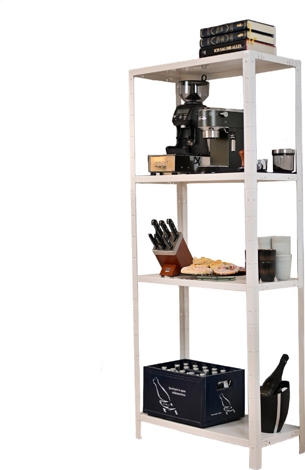 SCHULTE Regalwelt Steck-Grundregal 180 x 100 x 35 cm, 4 Böden, weiß, Tragkraft 340 kg