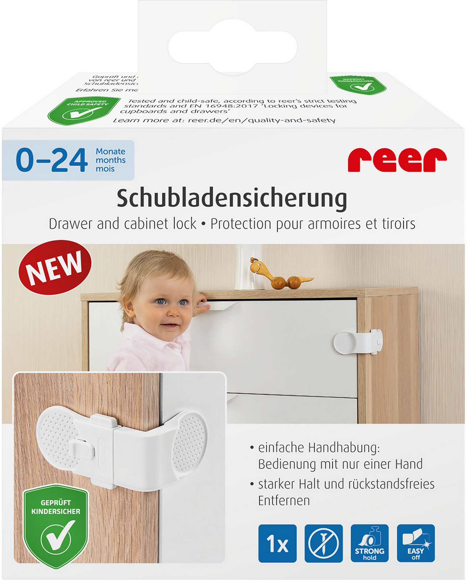Reer Schrank- und Schubladensicherung weiß klebbar