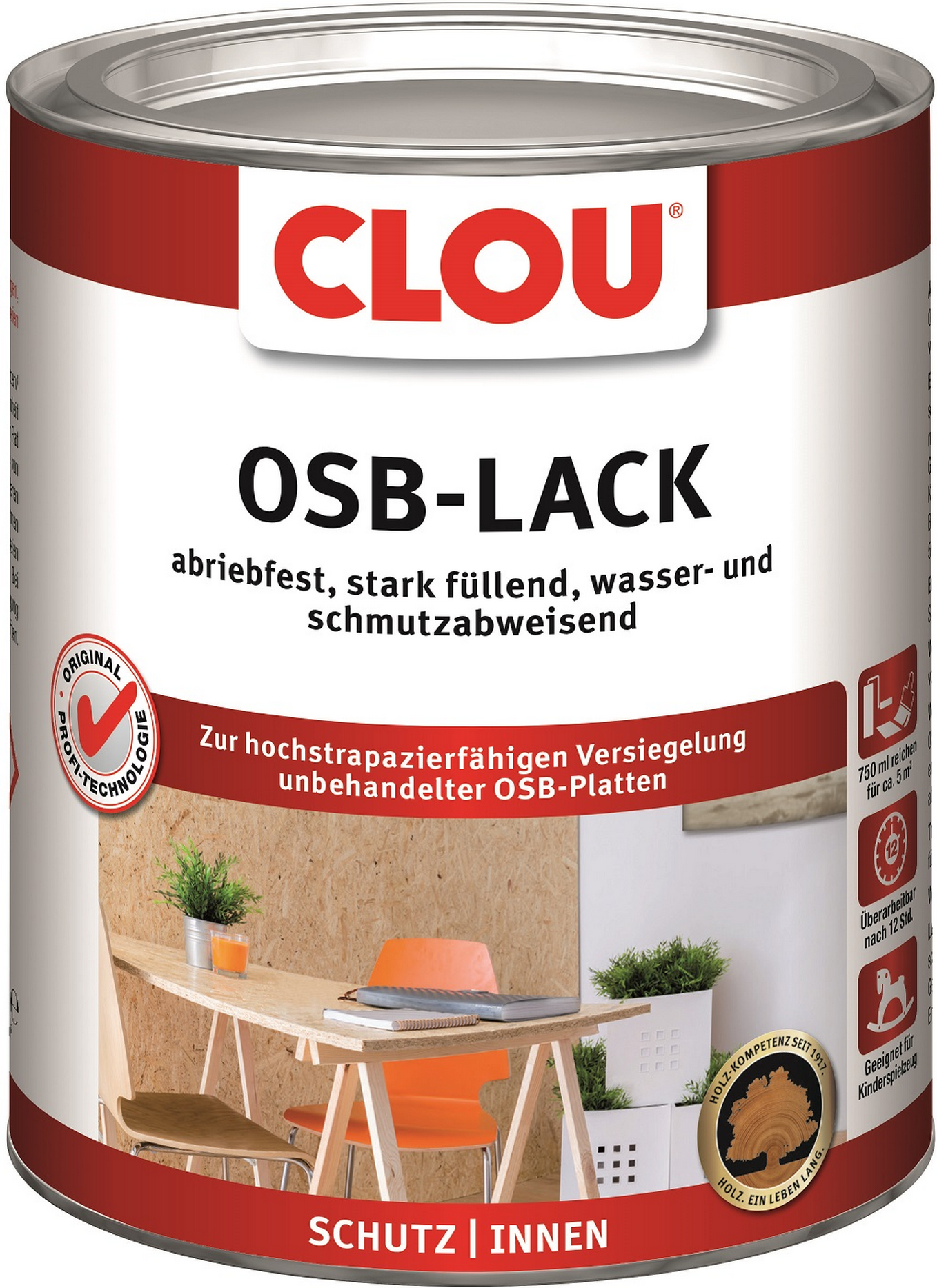 Clou OSB-Lack transparent seidenglänzend 750 ml