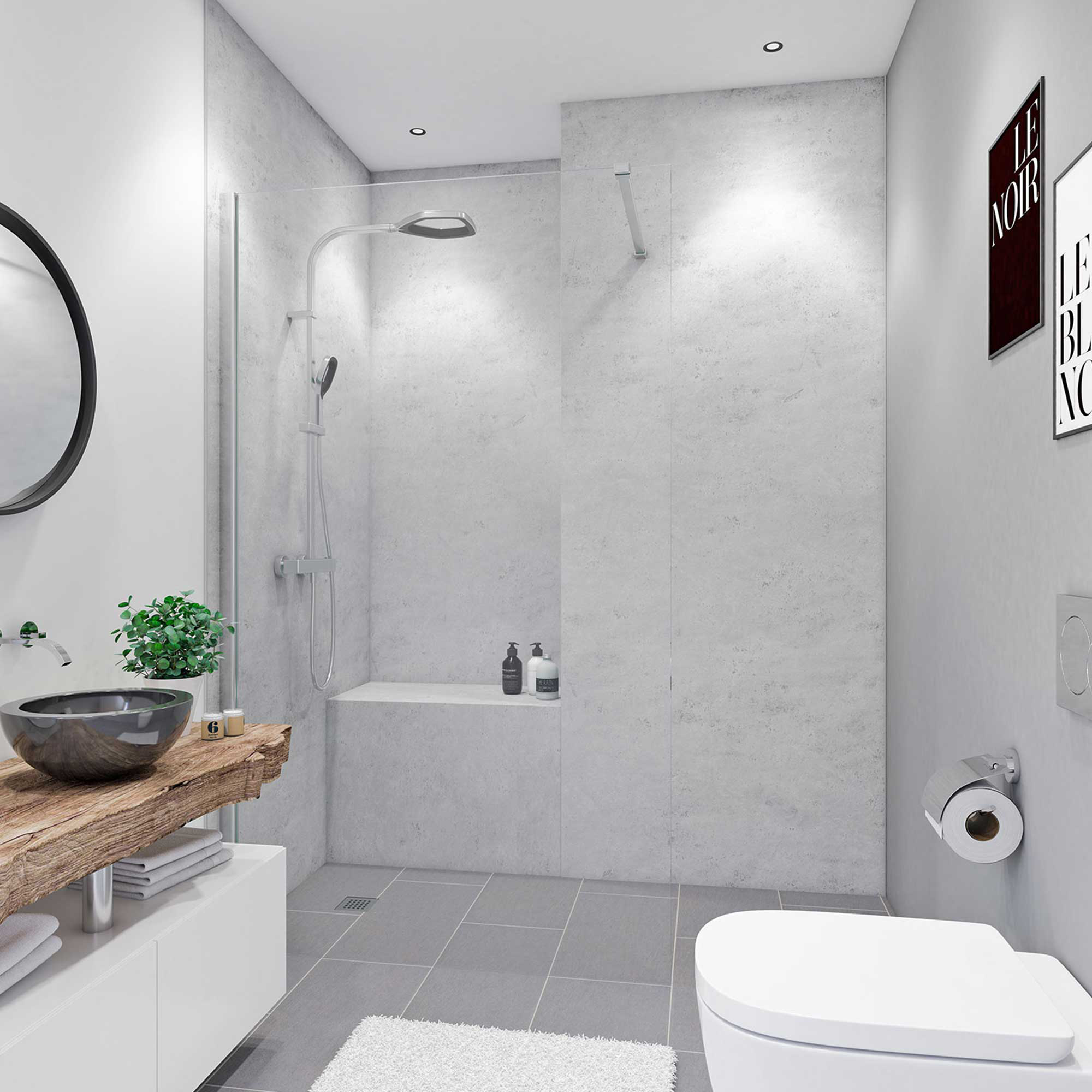 Thumbnail - Breuer Duschrückwand Marmoroptik grau 100 x 255 cm