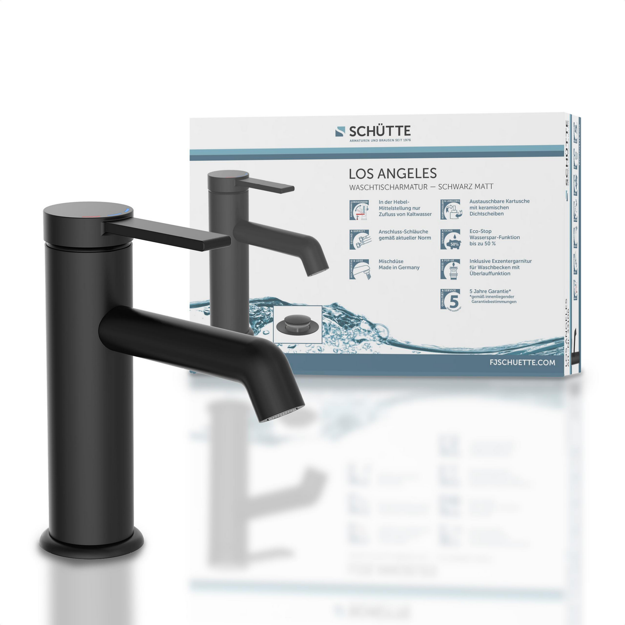 Schütte Waschtischarmatur 'Los Angeles' mattschwarz