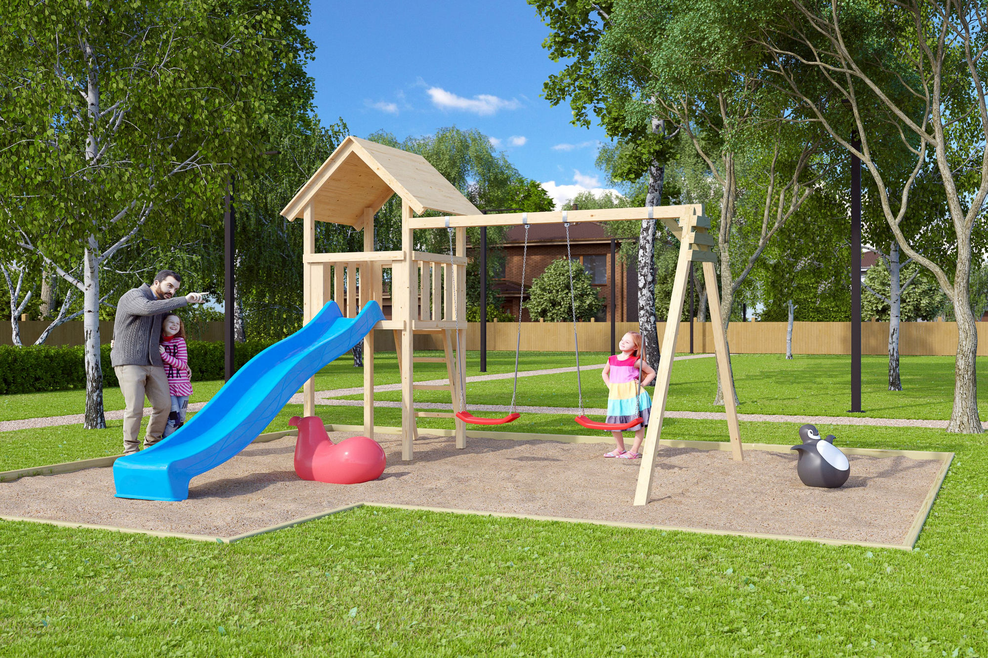 Thumbnail - Akubi Spielturm 'Lotti' 264 x 291 cm naturbelassen