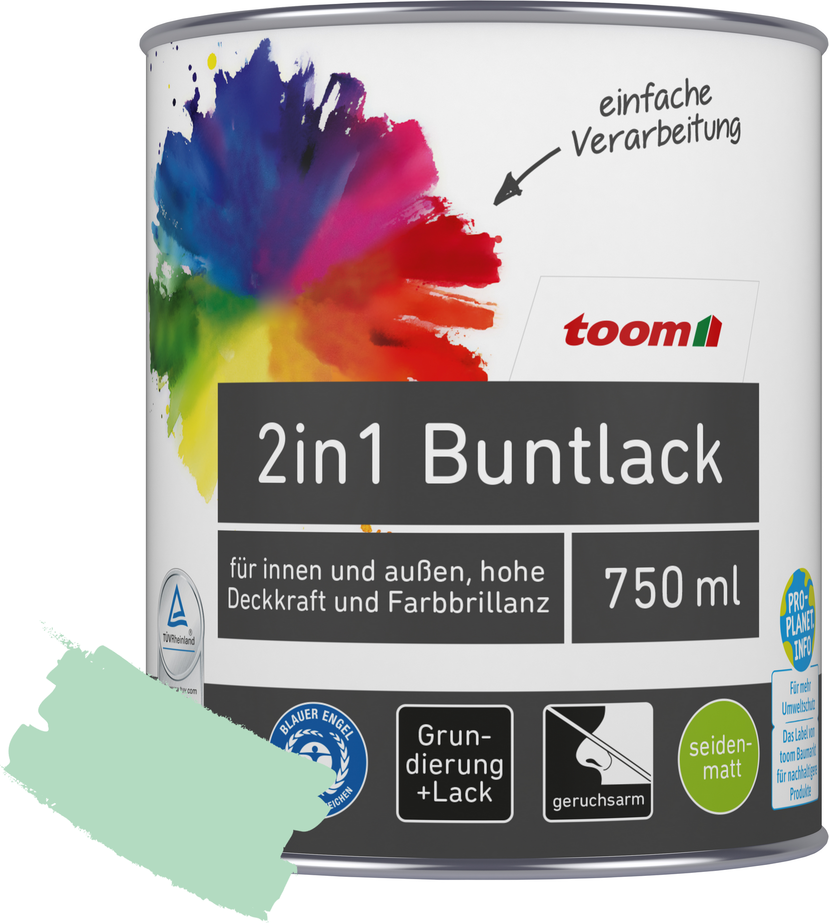 Thumbnail - toom 2in1 Buntlack minzgrün seidenmatt 750 ml
