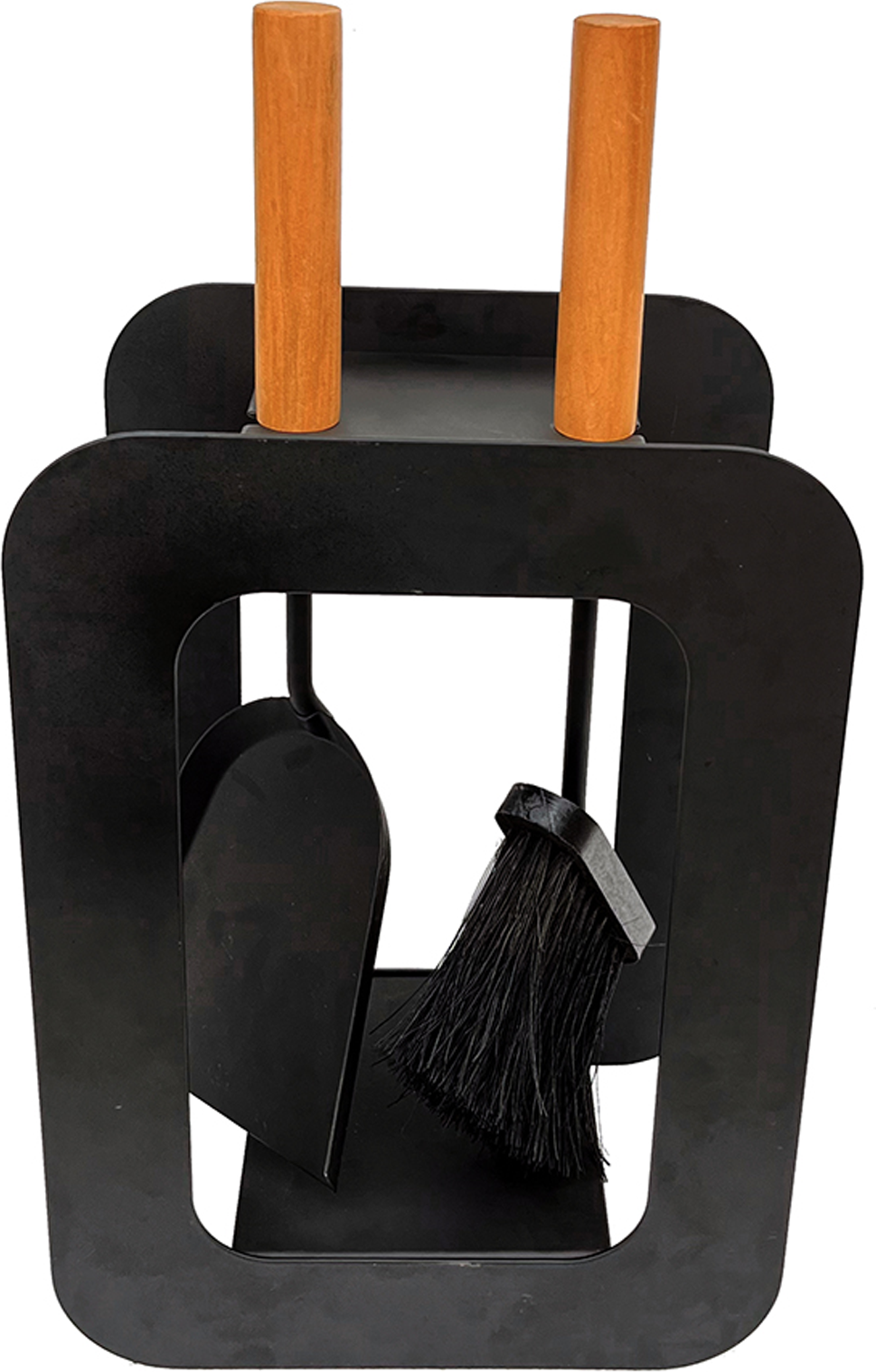 Firefix Kaminbesteck 'Cube' schwarz mit Holzgriffen 3-teilig