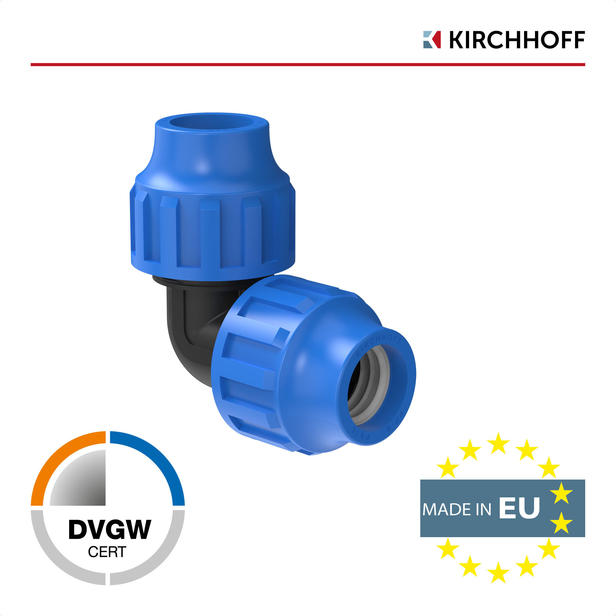 Thumbnail - Kirchhoff Verbindungswinkel 90° Polypropylen 32 mm x 32 mm