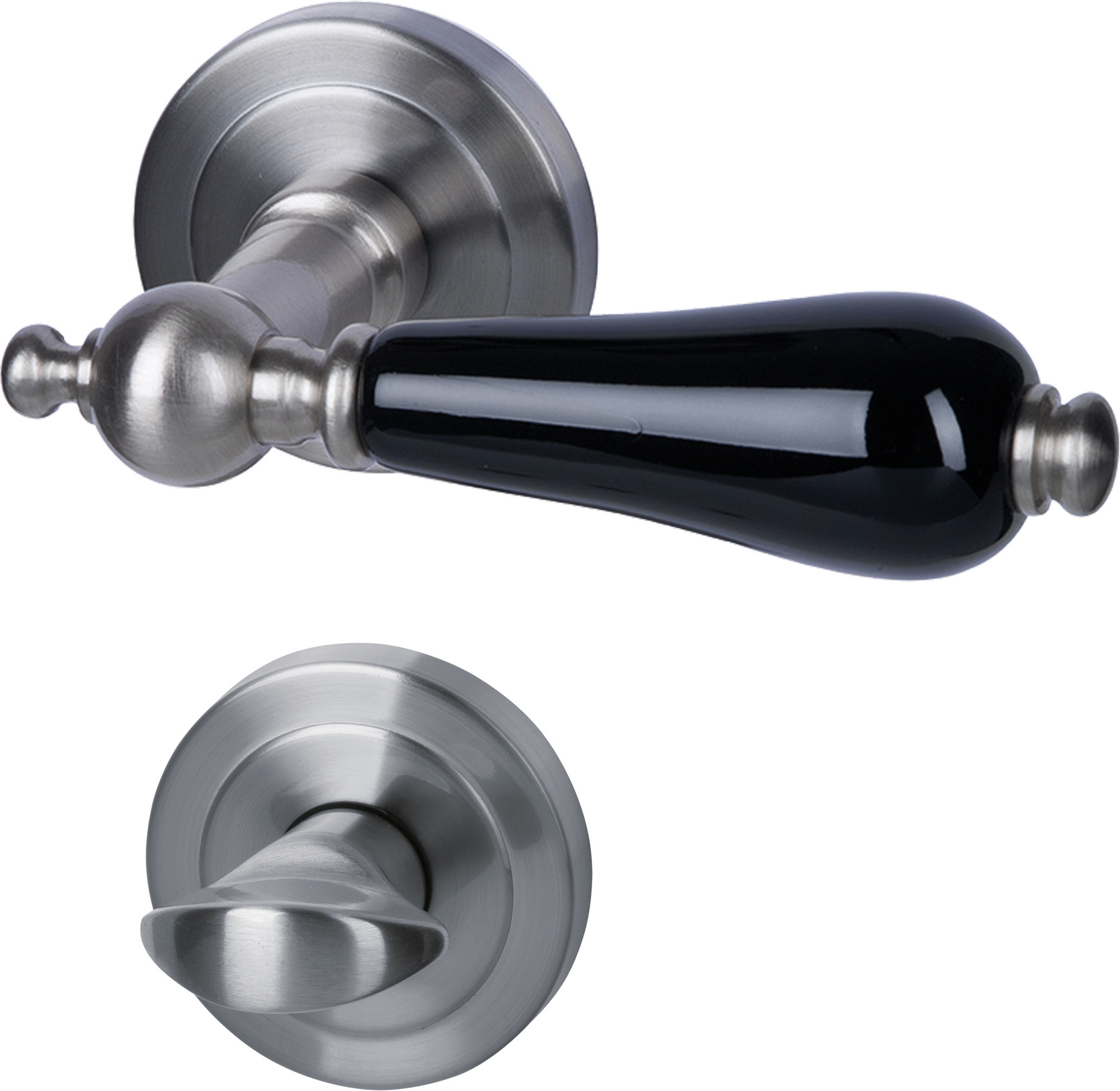 Alpertec Rosettengarnitur 'Neptun' für Bad/WC satiniert Keramik schwarz