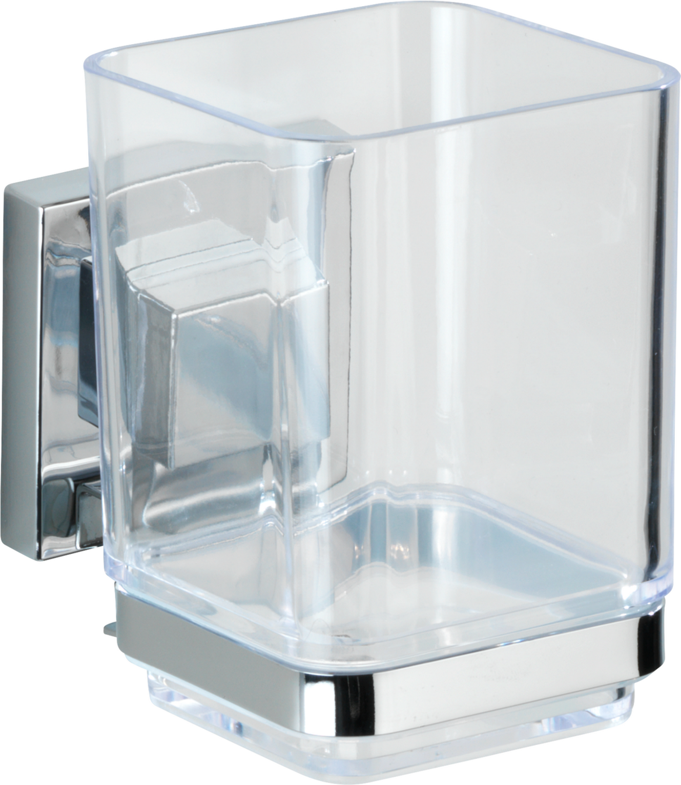 Wenko Zahnputzbecher 'Vacuum-Loc Quadro' Edelstahl glänzend