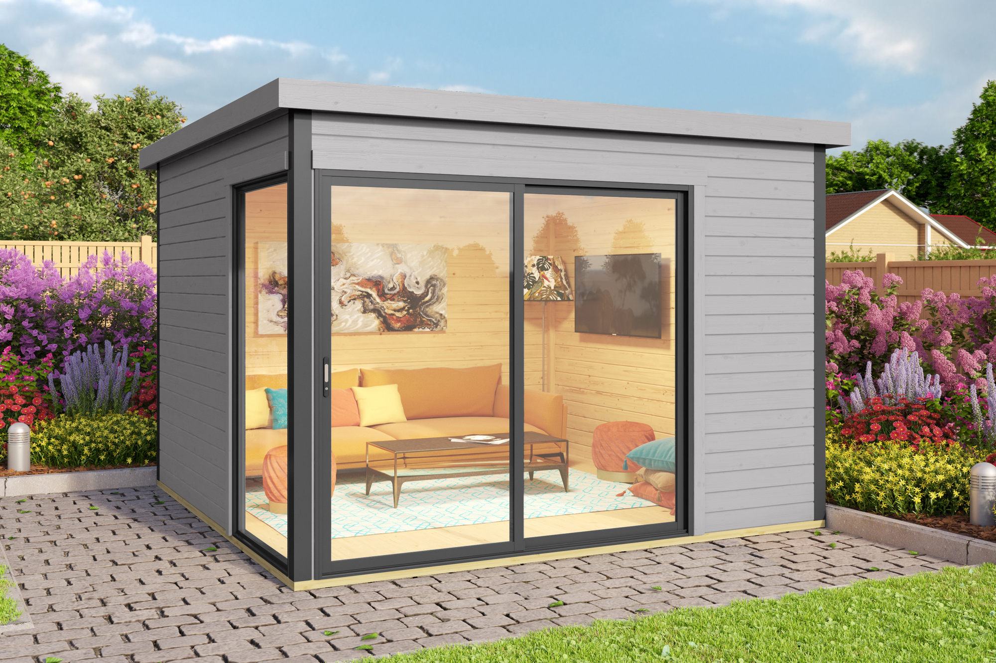 Weka Gartenhaus '412 Gr.1' grau 300 x 239,4 x 300 cm