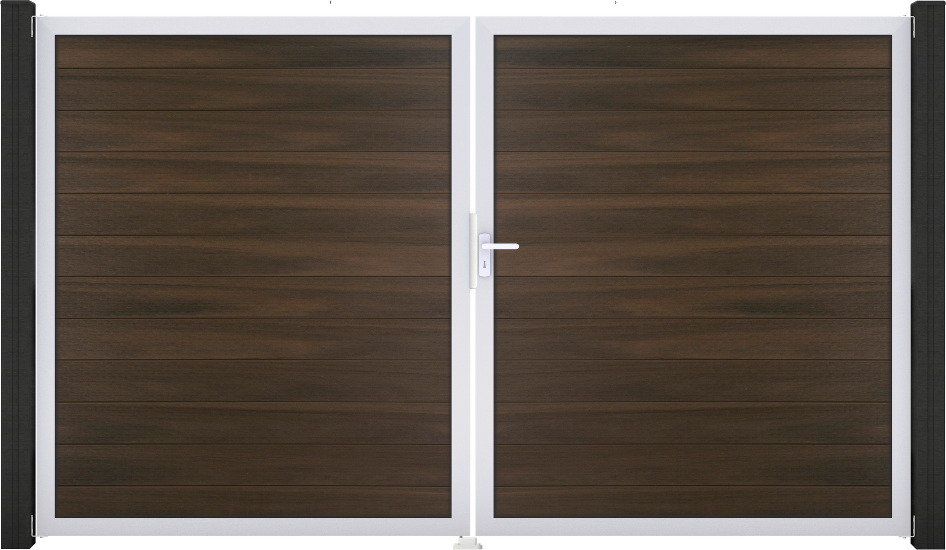 GroJa Doppeltor 'Solid' BPC/Aluminium DIN rechts walnussfarben/silber 300 x 180 cm