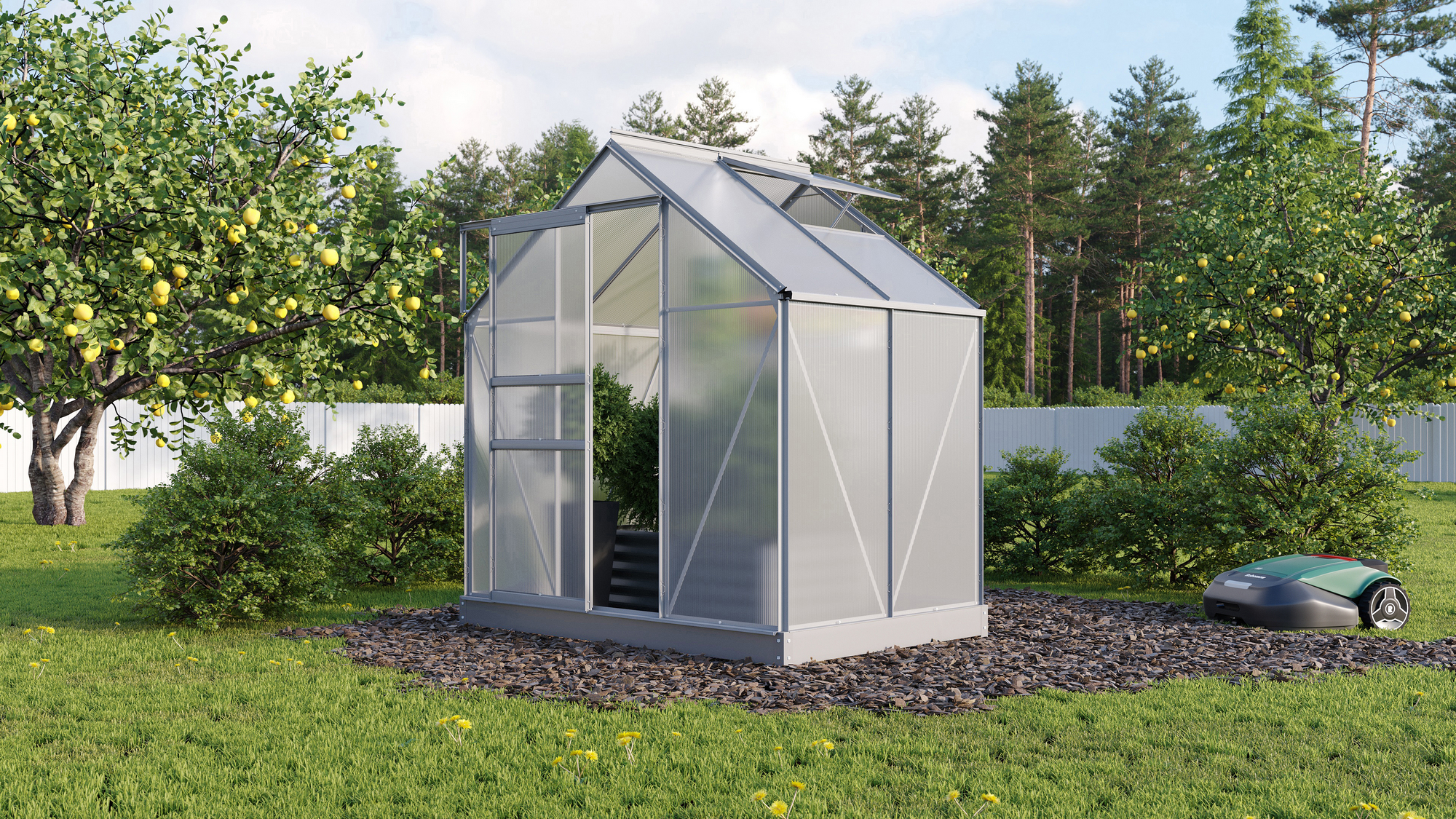 Vitavia Gewächshaus 'Planet 2500' 192,2 x 130 cm mit 6 mm Hohlkammerplatten smaragdfarben