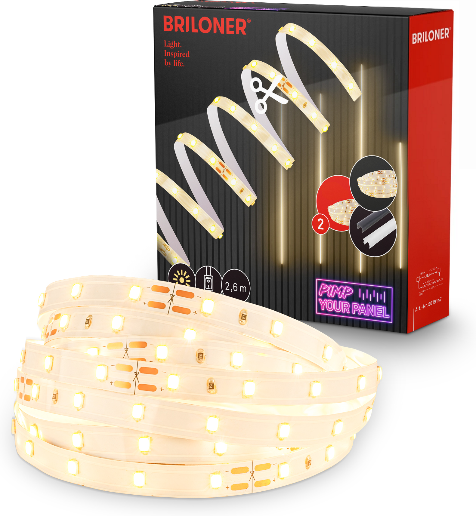 Thumbnail - Briloner LED Stripe Ergänzungs-Set 'Pimp your Panel' on/off 500 lm 3000 K 2,6 m 230V geeignet für Akustikpaneele