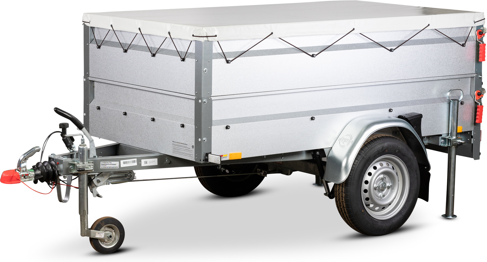 Stema PKW-Anhänger 'Basic Plus 1000' gebremst 1000 kg mit Bordwandaufsatz und Flachplane