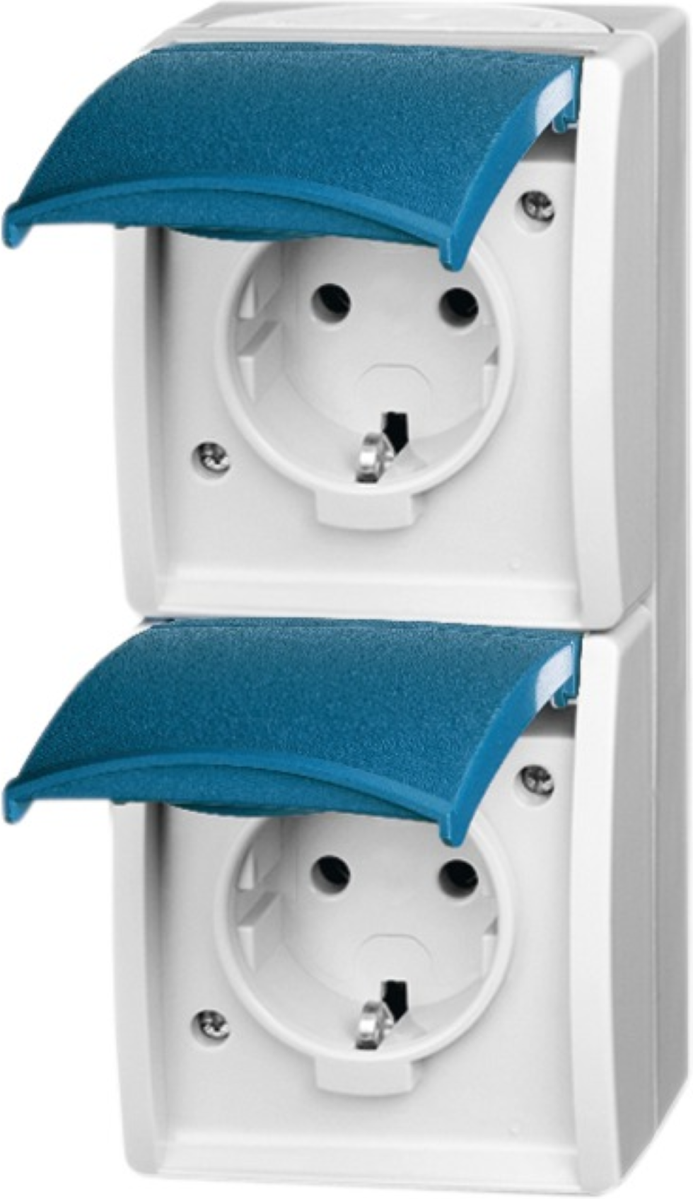 Busch-Jäger Aufputz-Steckdose 'Ocean' grau/blaugrün 2-fach mit Klappdeckel