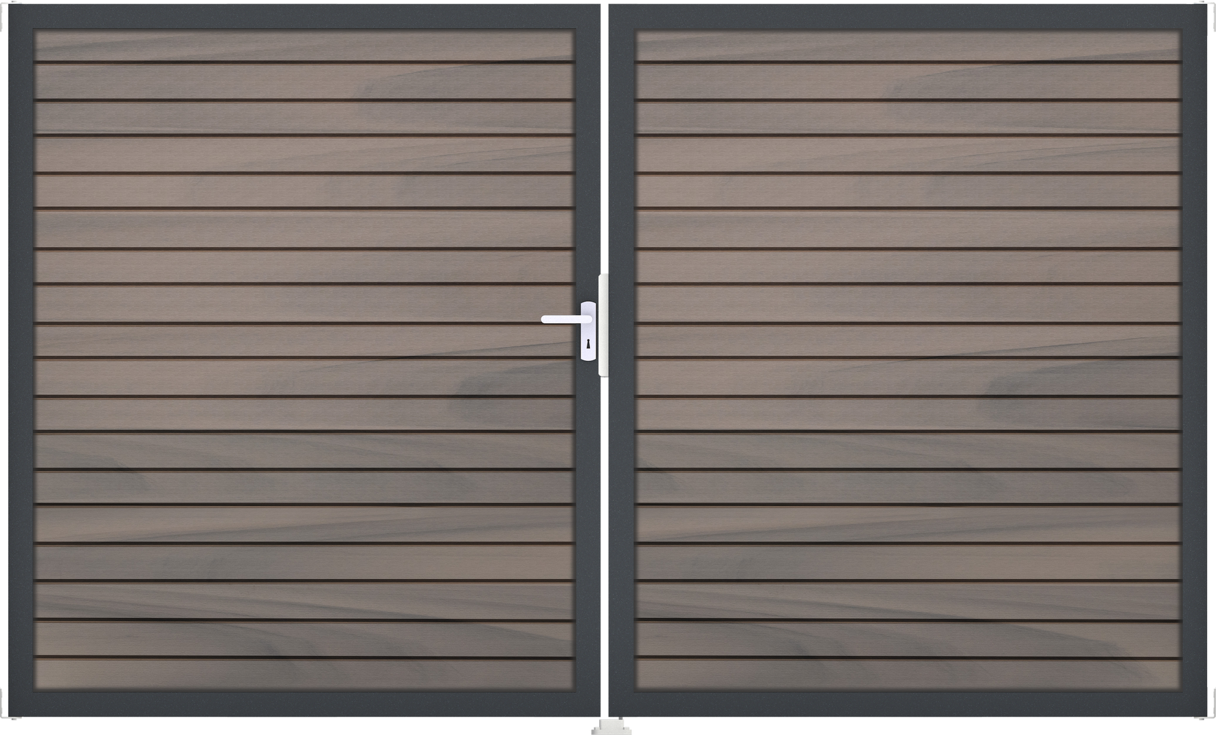 GroJa Doppeltor 'Solid Rhombus' BPC/Aluminium DIN links braun/grau/silber/anthrazit 300 x 180 cm