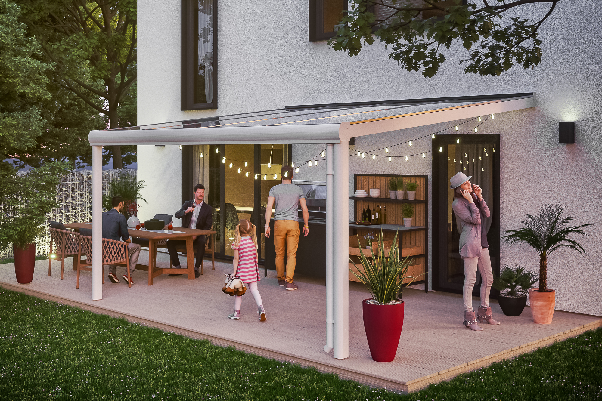 Thumbnail - SKAN HOLZ Terrassenüberdachung 'Genua' 434 x 357 cm Aluminium Doppelstegplatten weiß