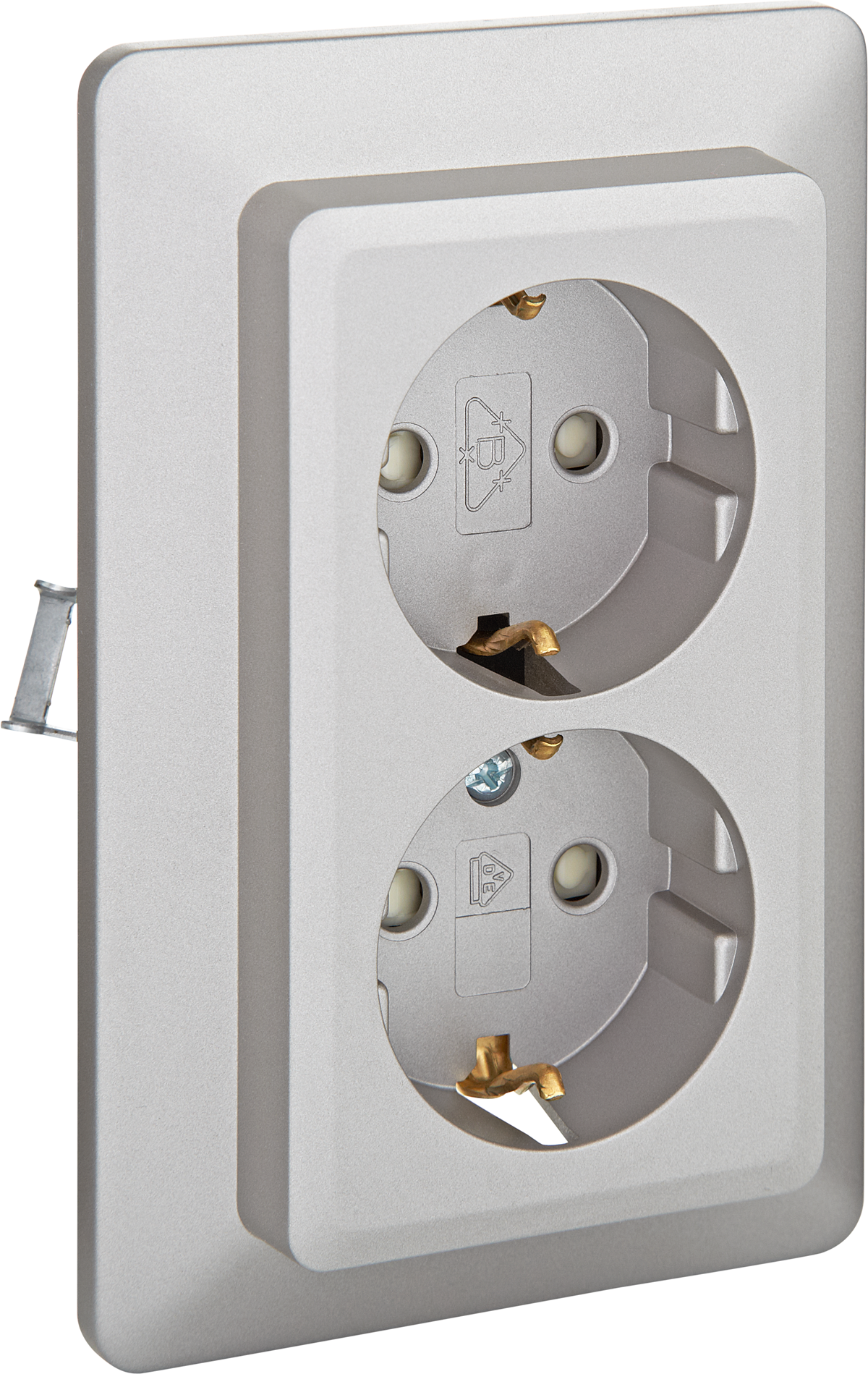 Zweifachsteckdose 'Milano' edelstahlfarben