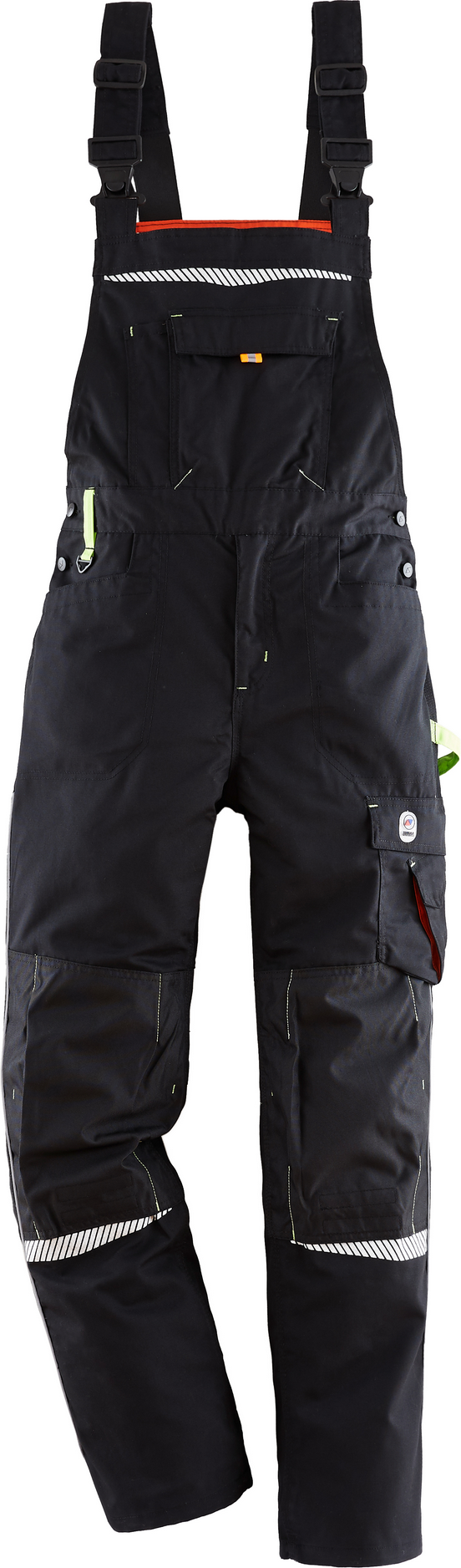 Workwear Herren-Arbeitslatzhose schwarz/limettenfarben Gr. 58