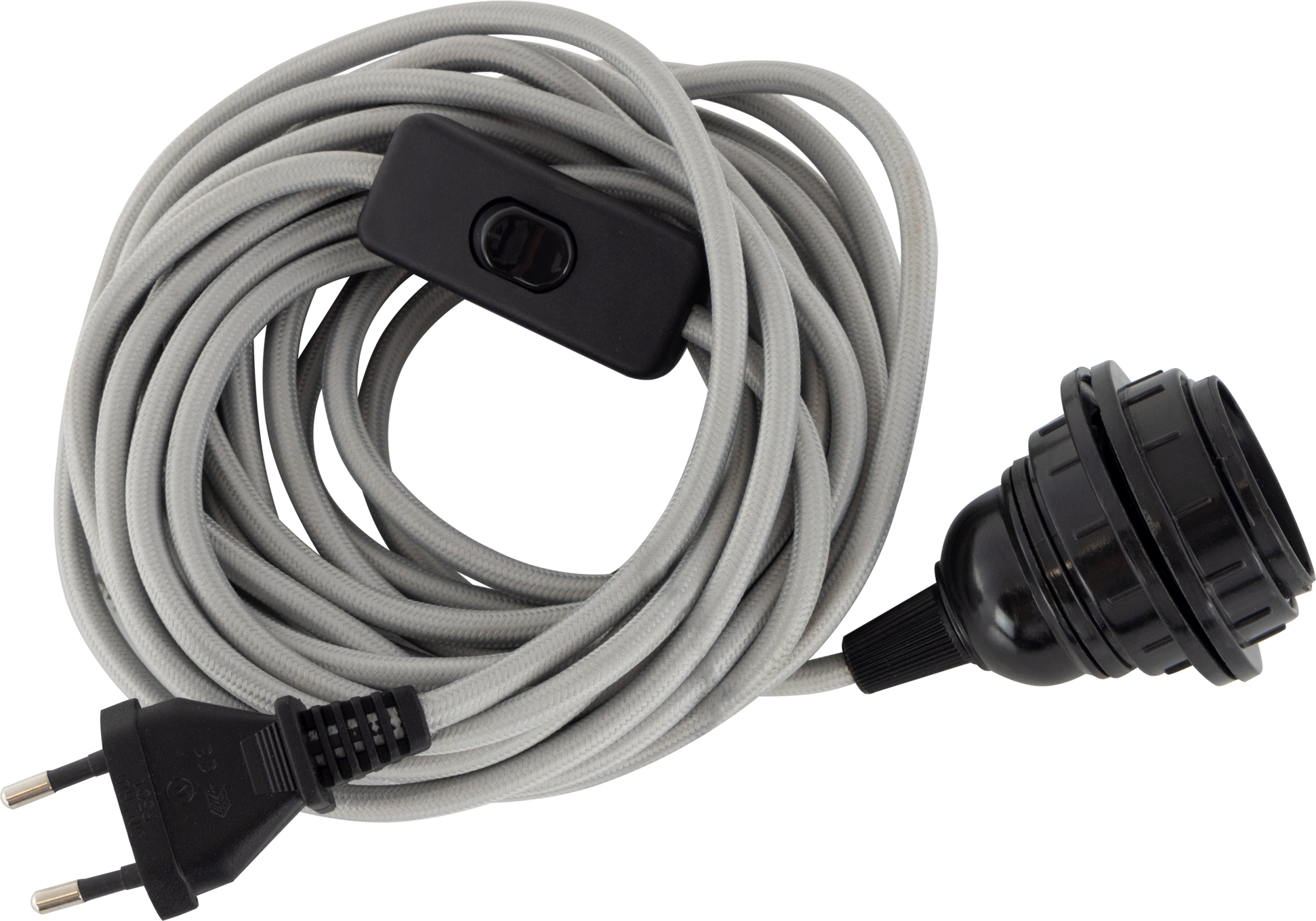 Leuchtenpendel E27 mit Schalter grau 6 m