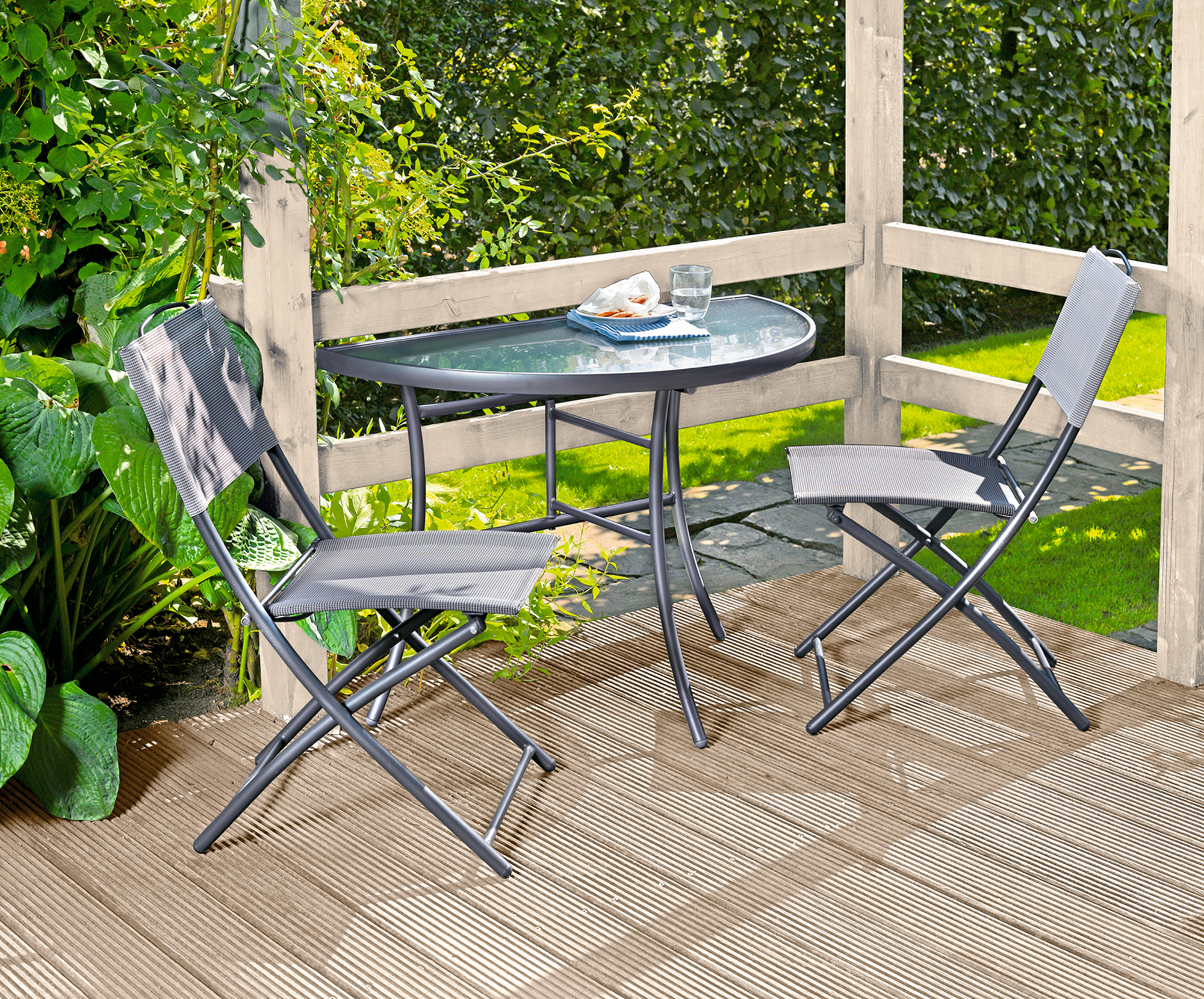 toom Balkonmöbel-Set 'Annette' grau, 3-teilig