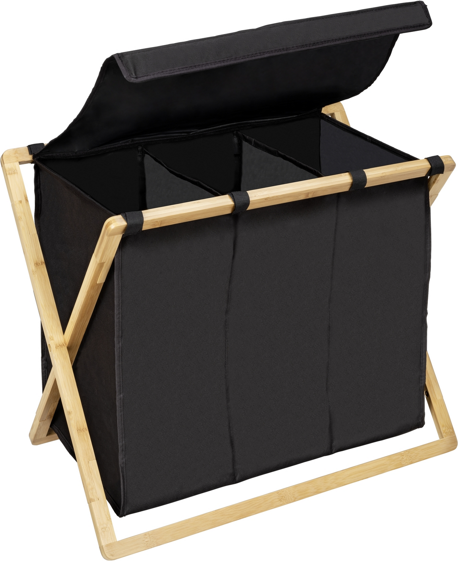 Wenko Wäschesammler 'Ecori' Bambus schwarz, braun 69 x 56,5 x 33 cm