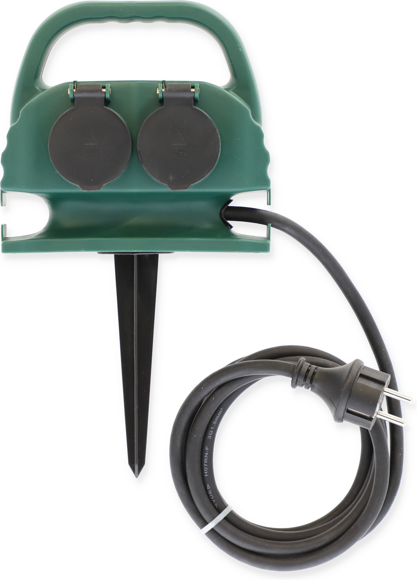 toom Gartensteckdose mit Erdspieß grün 4-fach