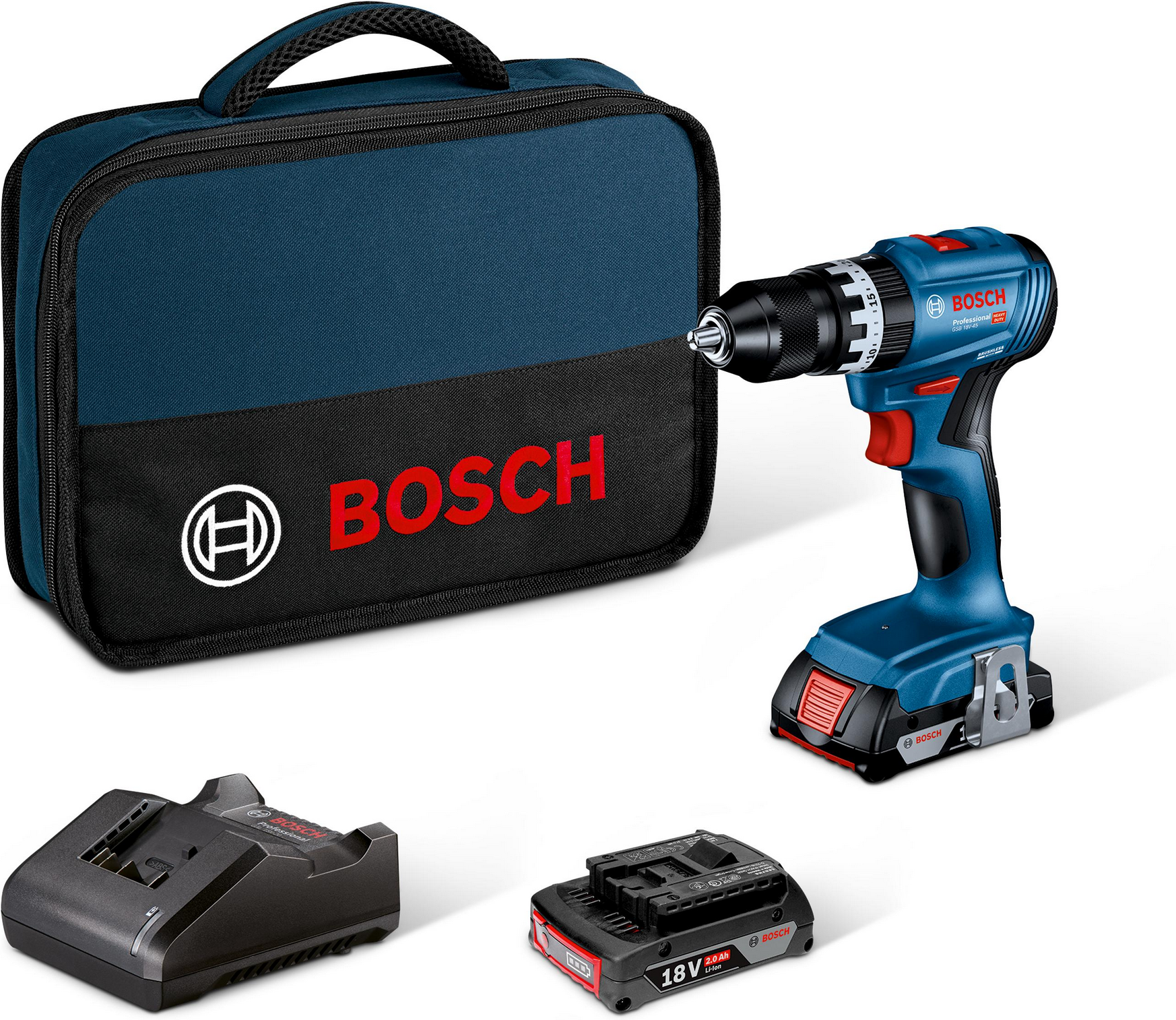 Thumbnail - Bosch Akku-Bohrschrauber-Set 'GSB 18V-45' mit 2 Akkus und Ladegerät