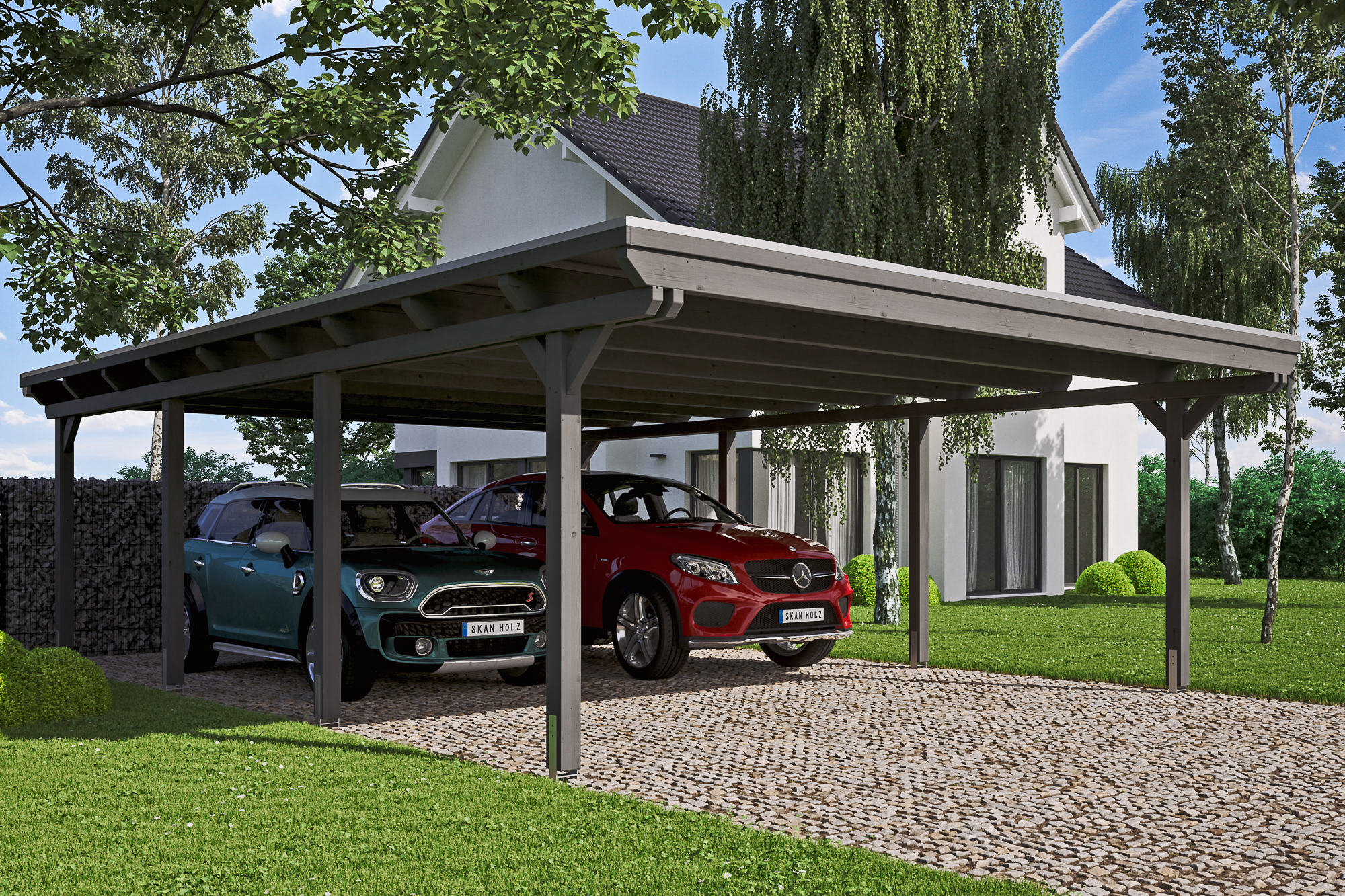 Thumbnail - SKAN HOLZ Carport 'Emsland' 613 x 846 cm grau EPDM-Dach