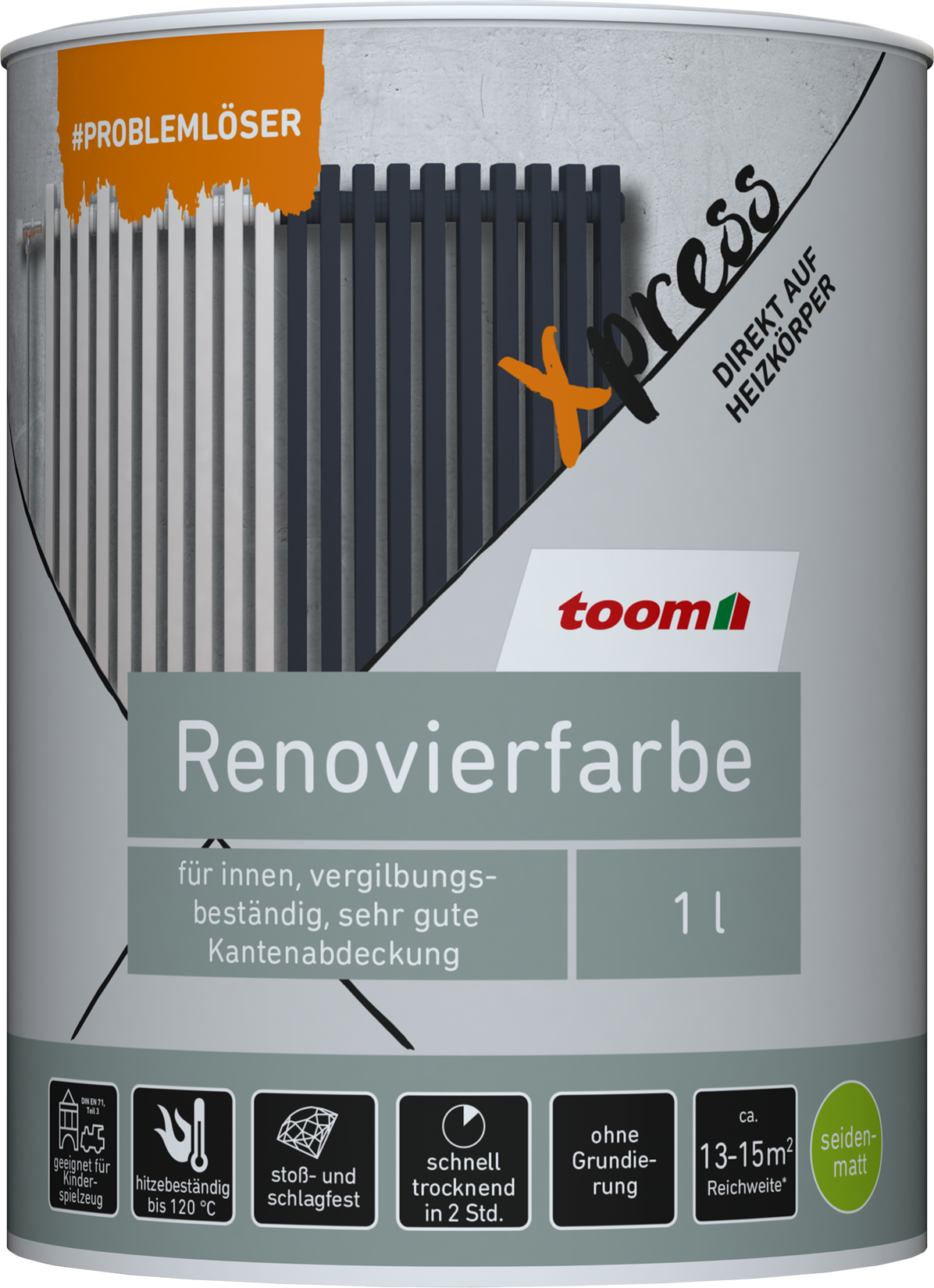 toom Renovierfarbe für Heizkörper lichtgrau seidenmatt 1 l
