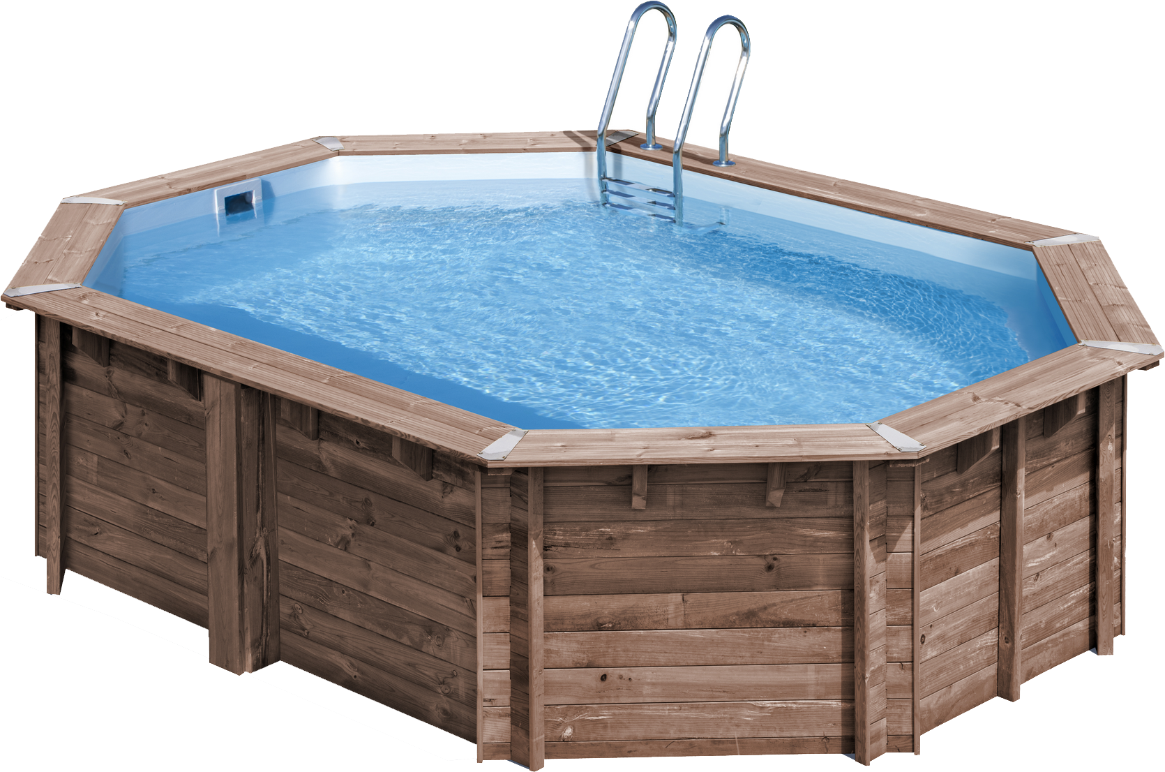 GRE Massivholzpool-Set 'Bambu' 535 x 335 x 130 cm mit Leiter und Sandfilter