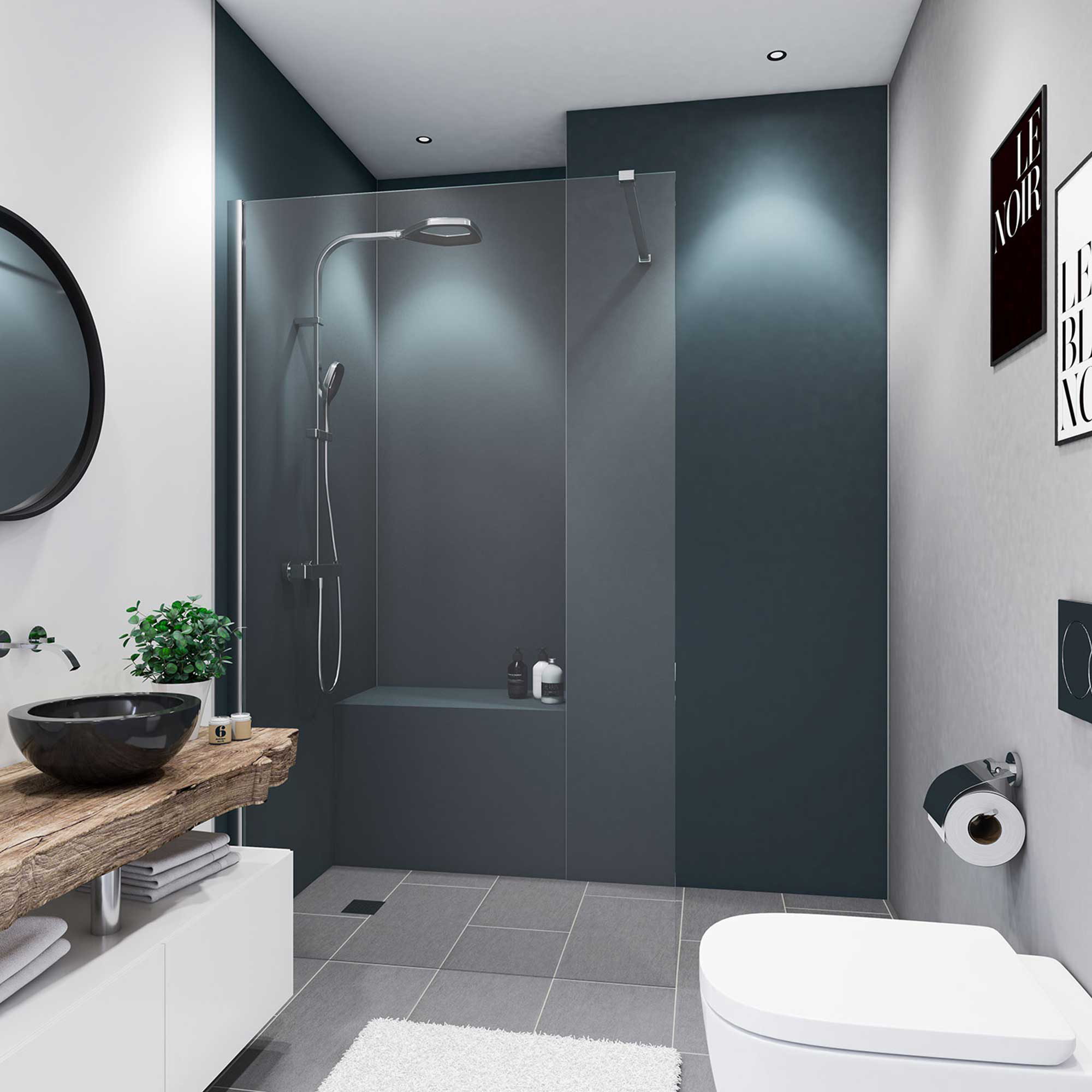 Breuer Duschrückwand anthrazit 90 x 210 cm