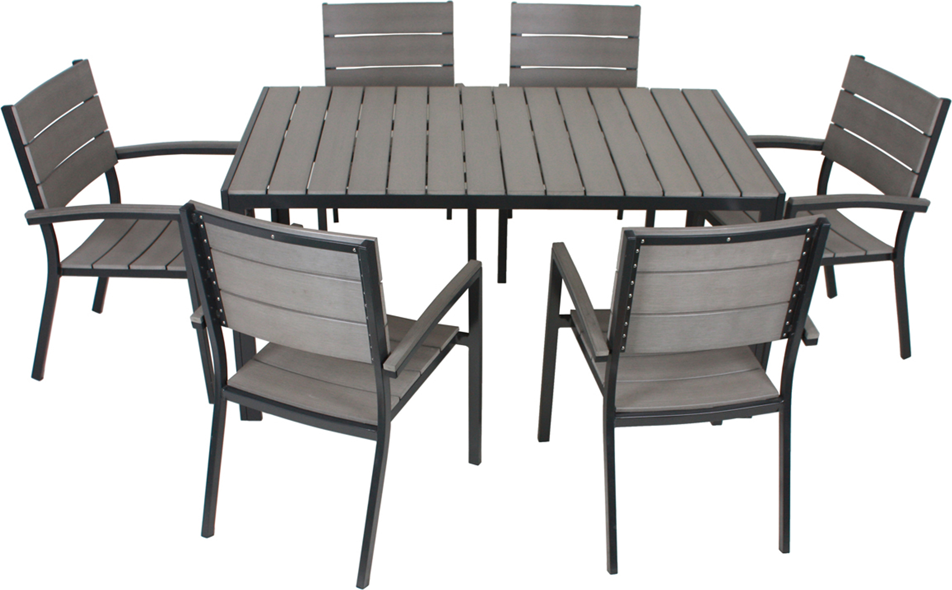 Garden Pleasure Gartenmöbel-Set 'Olivia' hellgrau 7-teilig