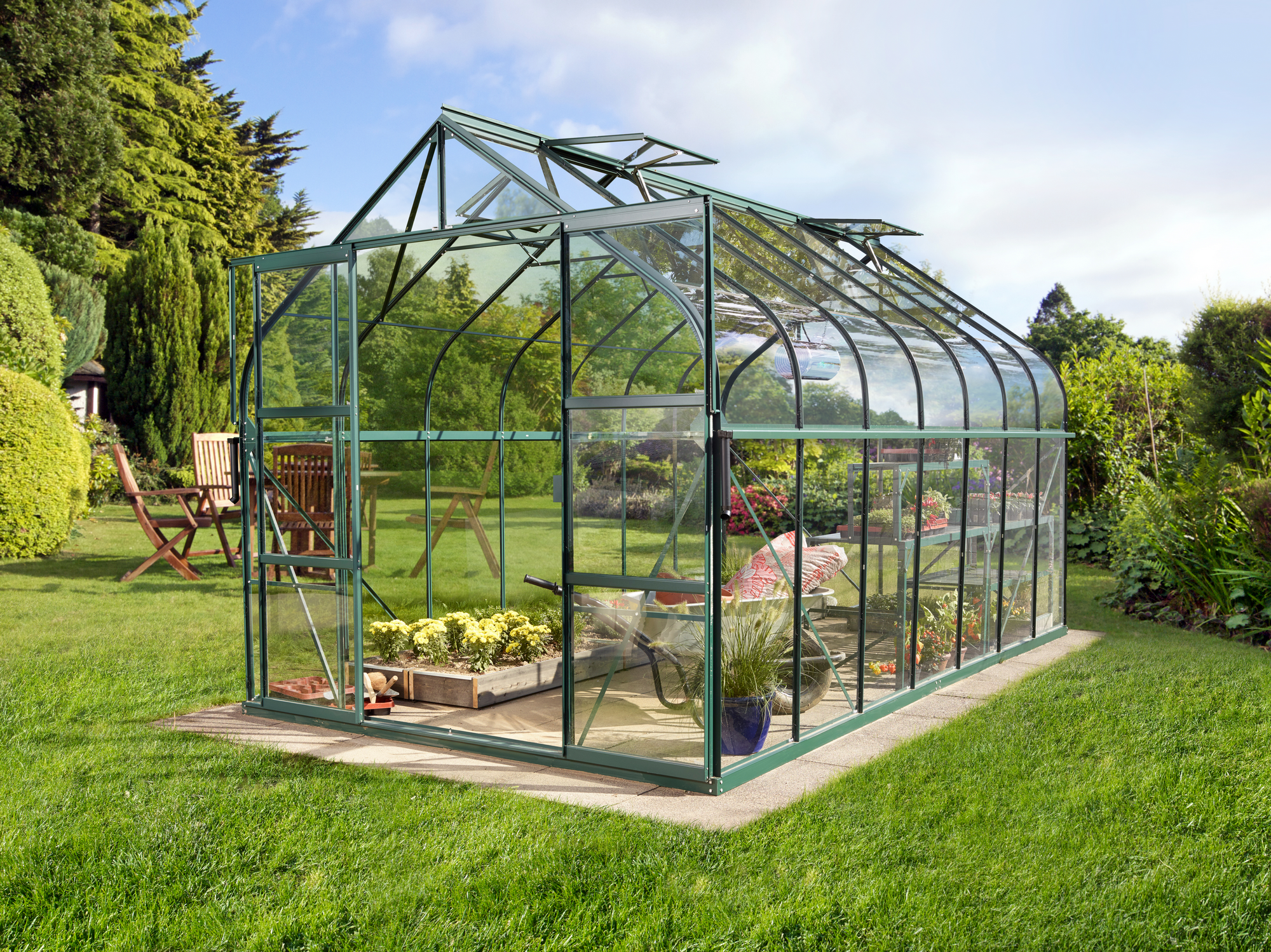 Vitavia Gewächshaus 'Diana 11500' 254,4 x 441 cm mit 3 mm Sicherheitsglas smaragdfarben